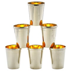 German Gilt-Silver Shot Glasses, Set of 6