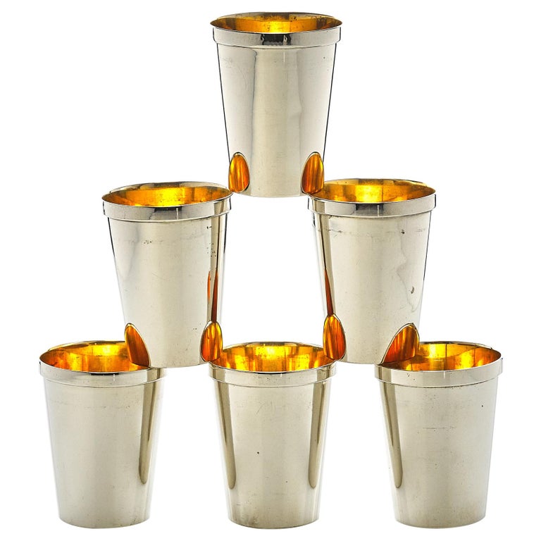 German GiltSilver Shot Glasses, Set of 6 at 1stDibs silver german
