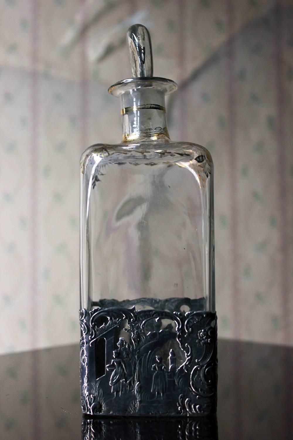 German Glass & Silver Applied Decanter by Berthold Hermann Muller, London 1913 In Good Condition In Bedford, Bedfordshire