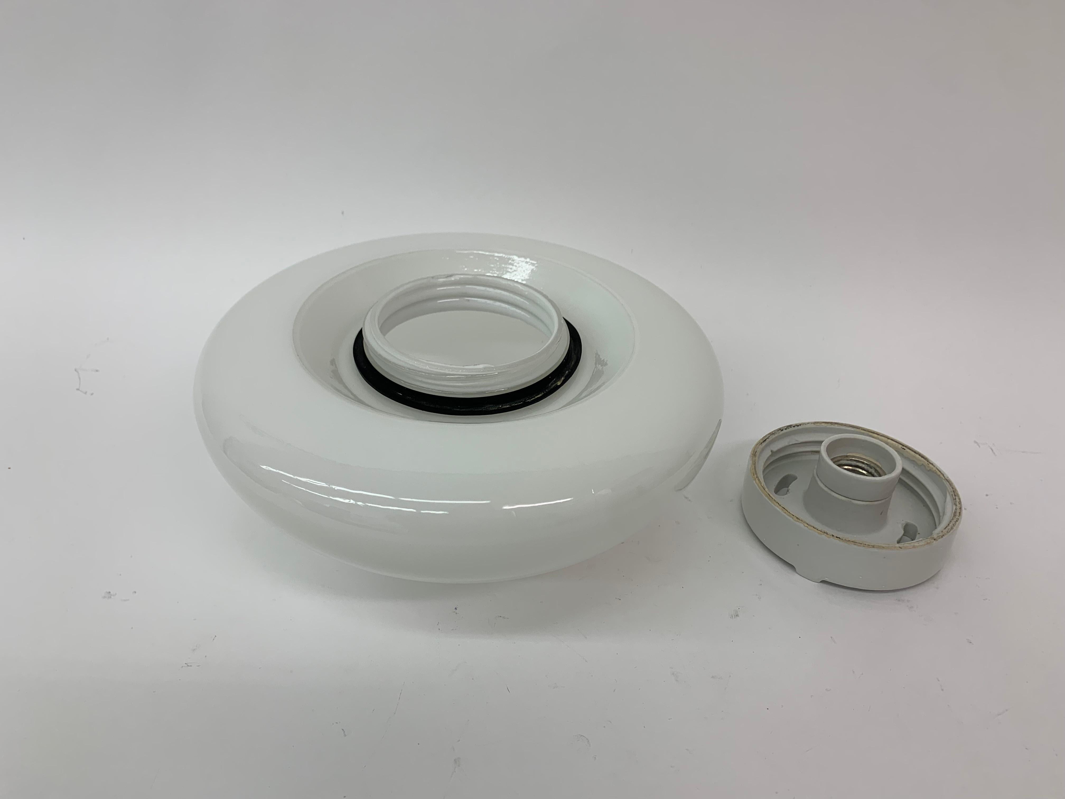 Mid-Century moderno Lampada da soffitto o da parete in vetro tedesco 961 di Wilhelm Wagenfeld per Lindner in vendita