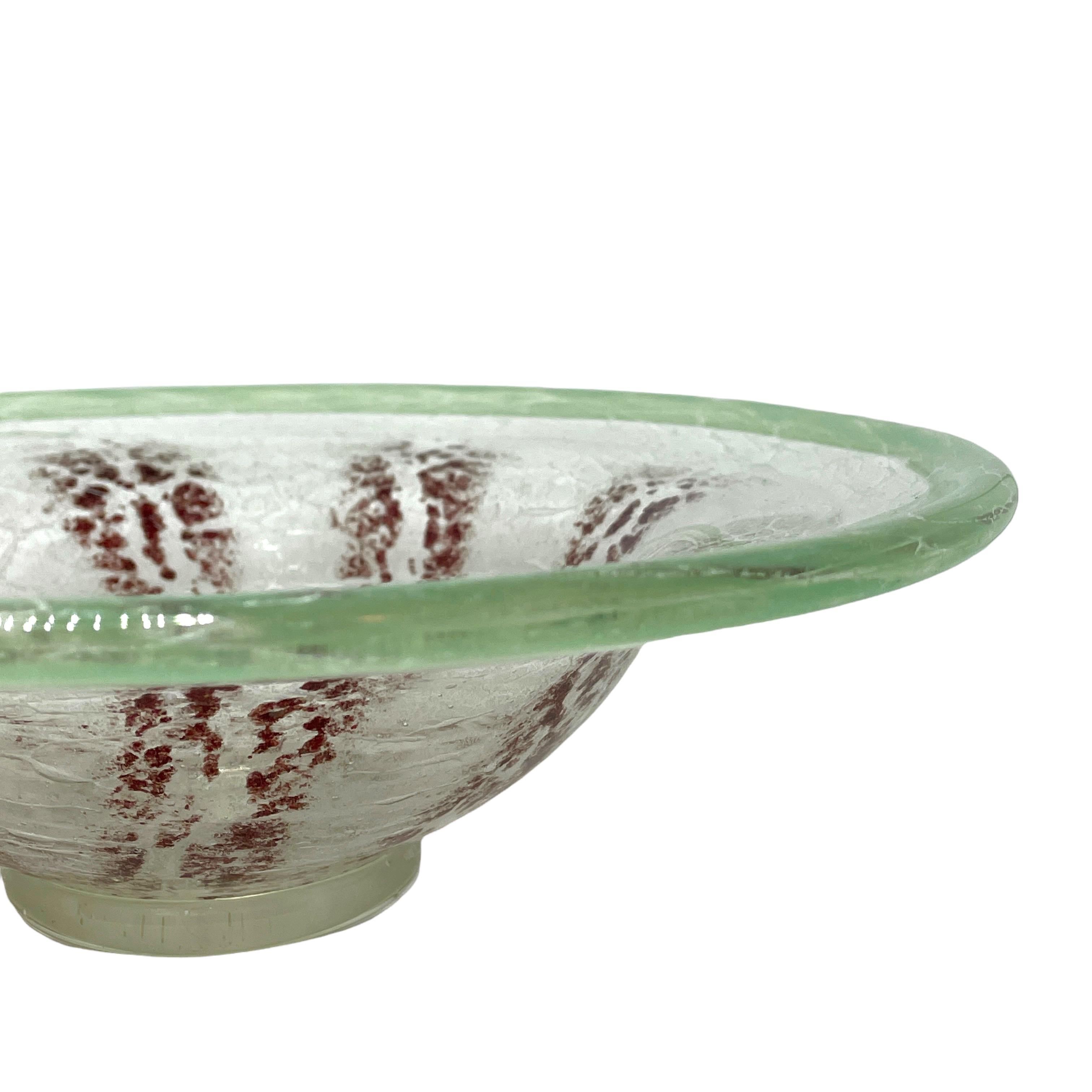 Mid-20th Century German Glass Bowl by Karl Wiedmann for WMF Ikora, 1930s Bauhaus Art Deco For Sale