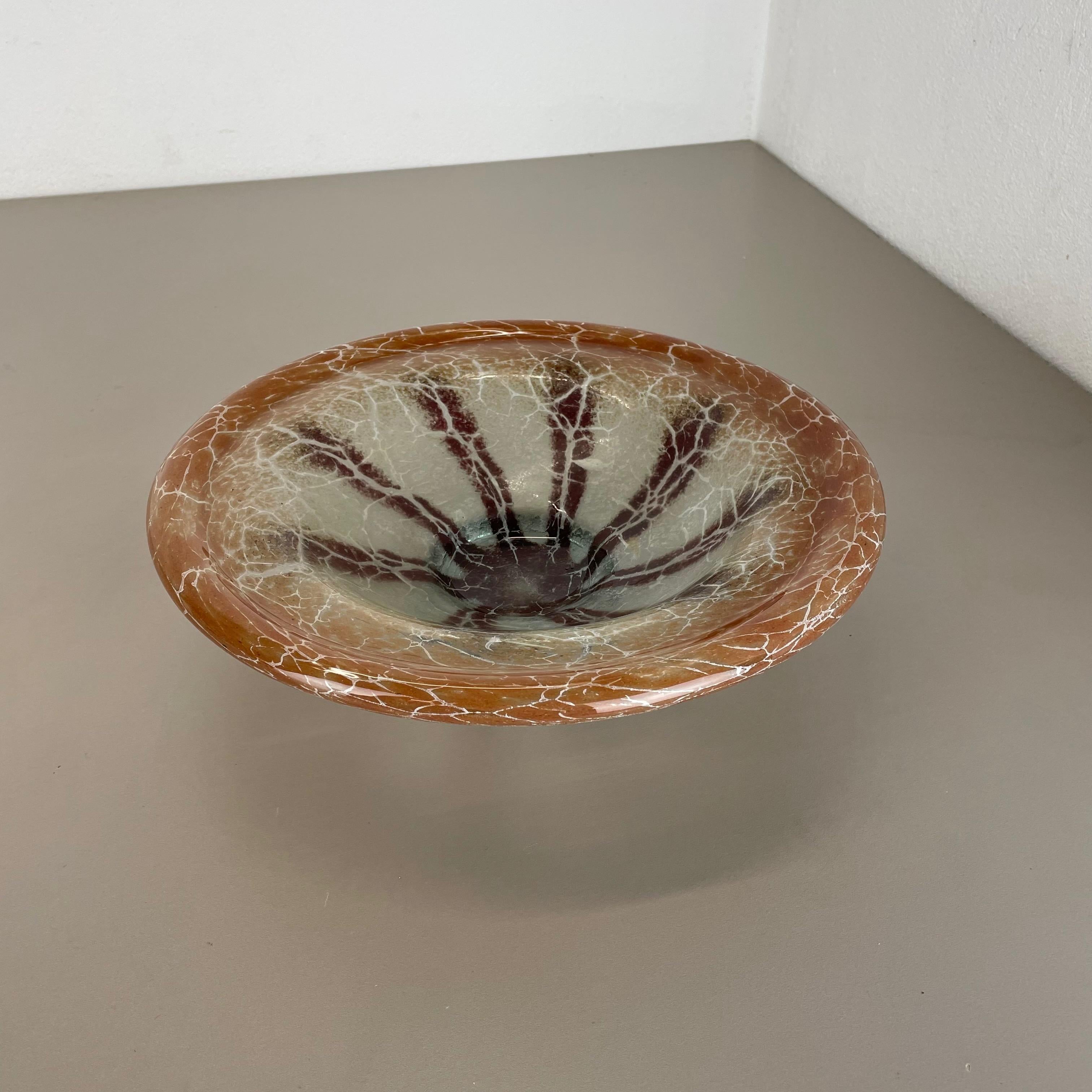 German Glass Bowl by Karl Wiedmann for WMF Ikora, 1930s Baushaus Art Deco In Good Condition For Sale In Kirchlengern, DE