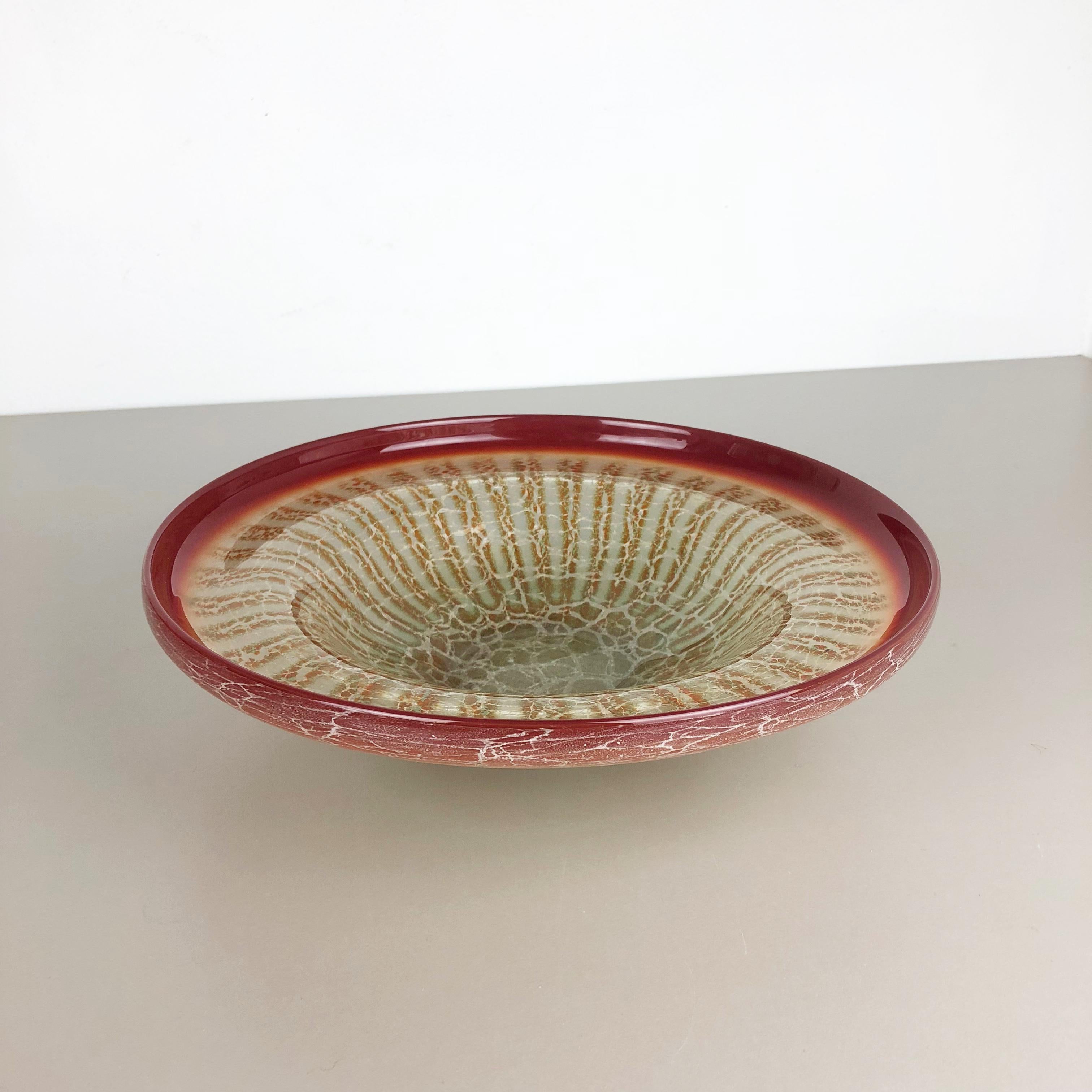 Art Glass German Glass Bowl by Karl Wiedmann for WMF Ikora, 1930s Bauhaus Art Deco