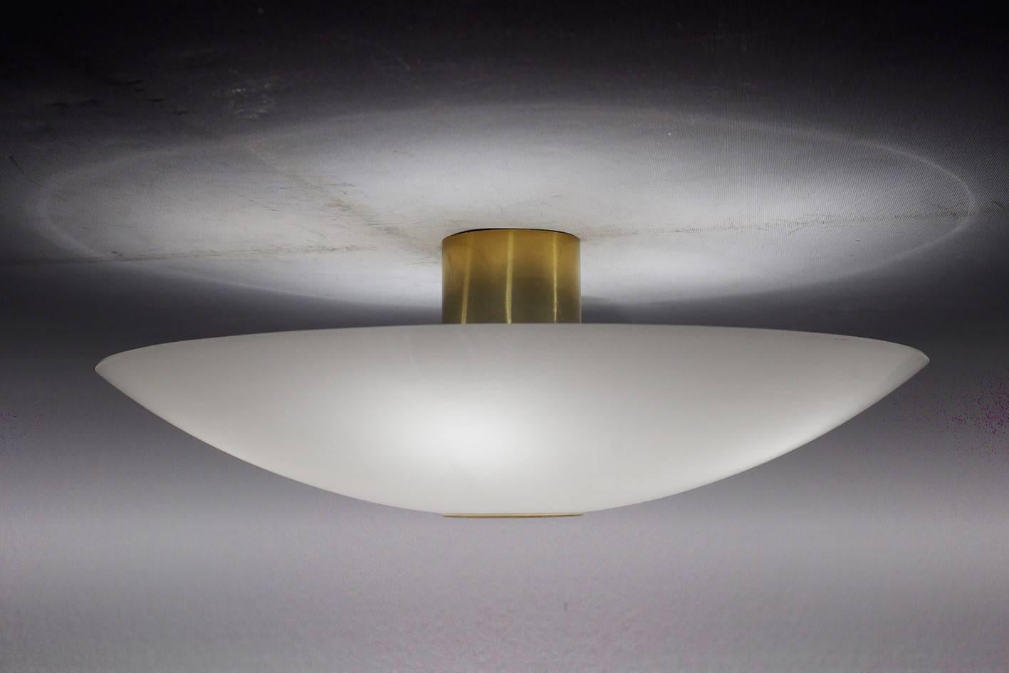 One of... German Glass Flushmount Wall or Ceiling Light In Good Condition In Berlin, DE