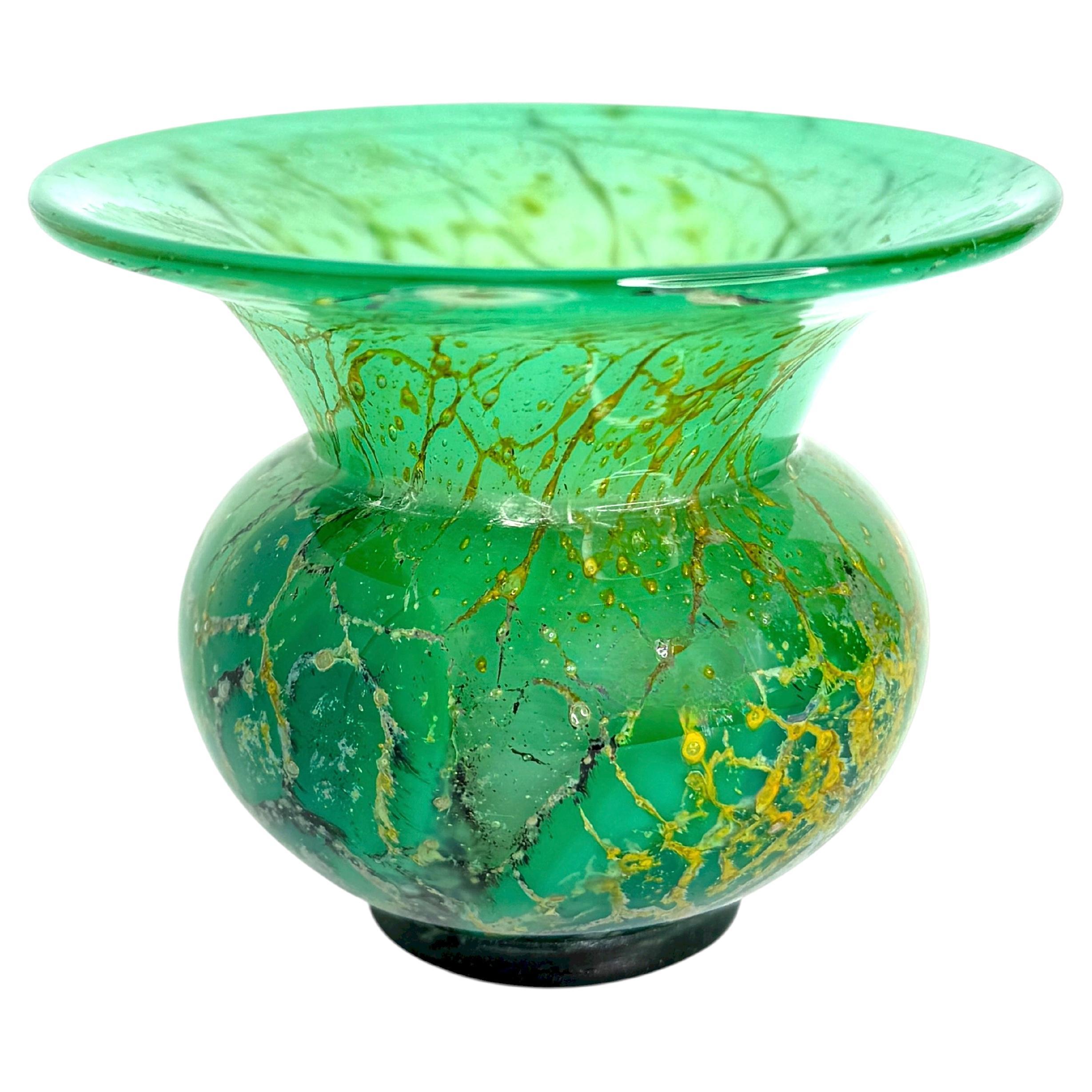 German Glass Vase by Karl Wiedmann for WMF Ikora, 1930s Bauhaus Art Deco