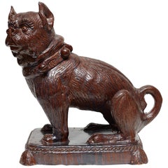 German Glazed Terracotta Bulldog Sculpture