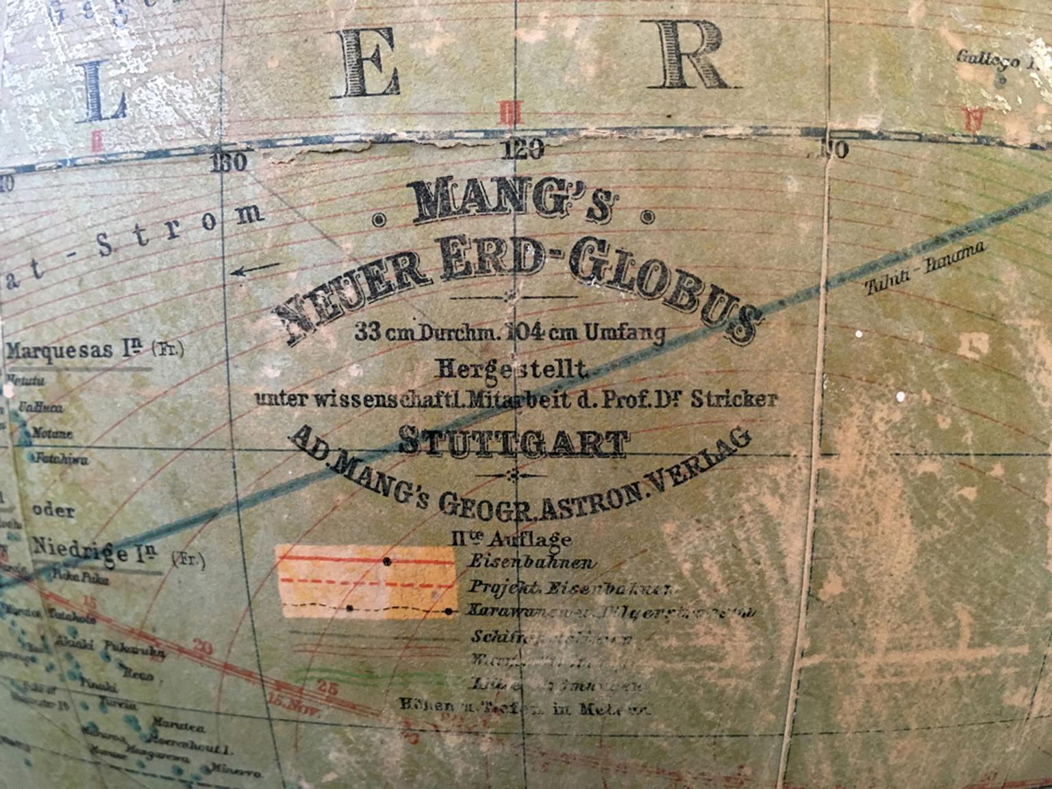 Deutscher Globus um 1900 mit Kompass 4