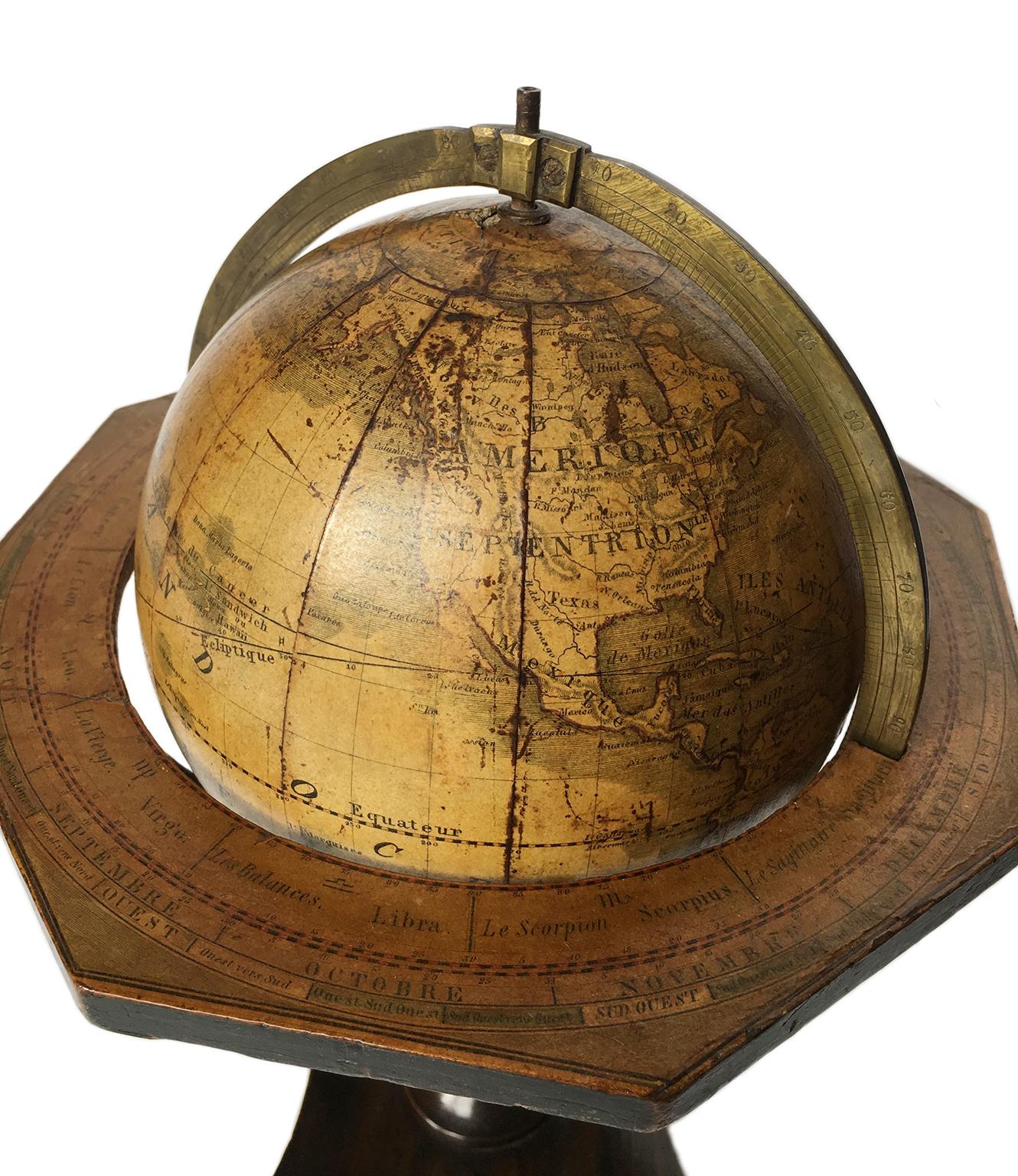 Carved German Globe by C. Abel-Klinger, Nuremberg, circa 1860 For Sale