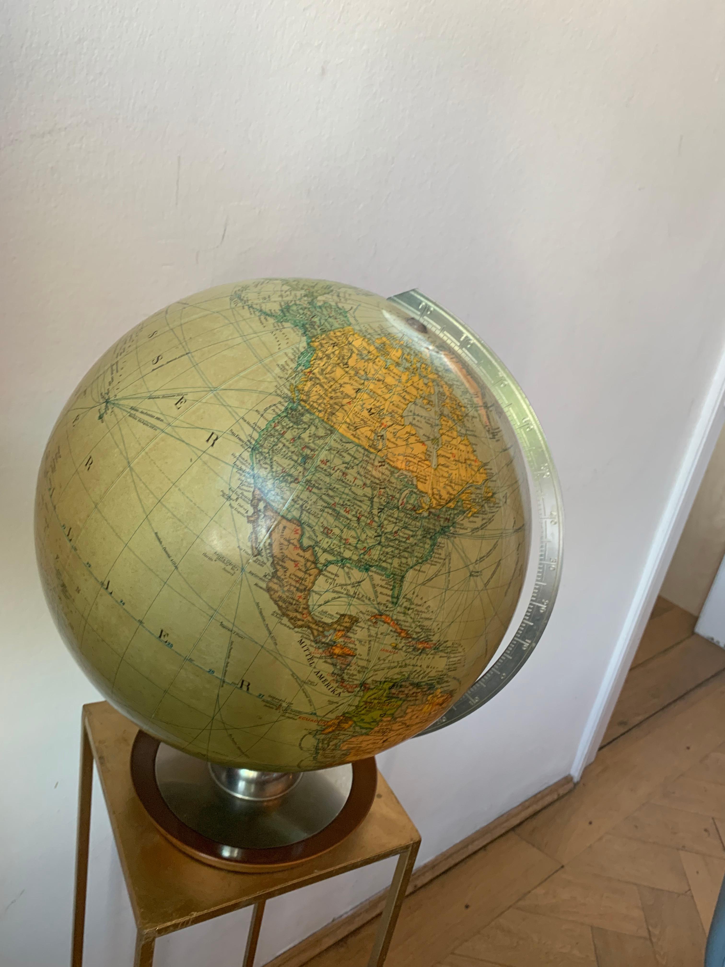 German Globe circa 1940 printed by JRO Globus Munchen, Bauhaus Globe 1