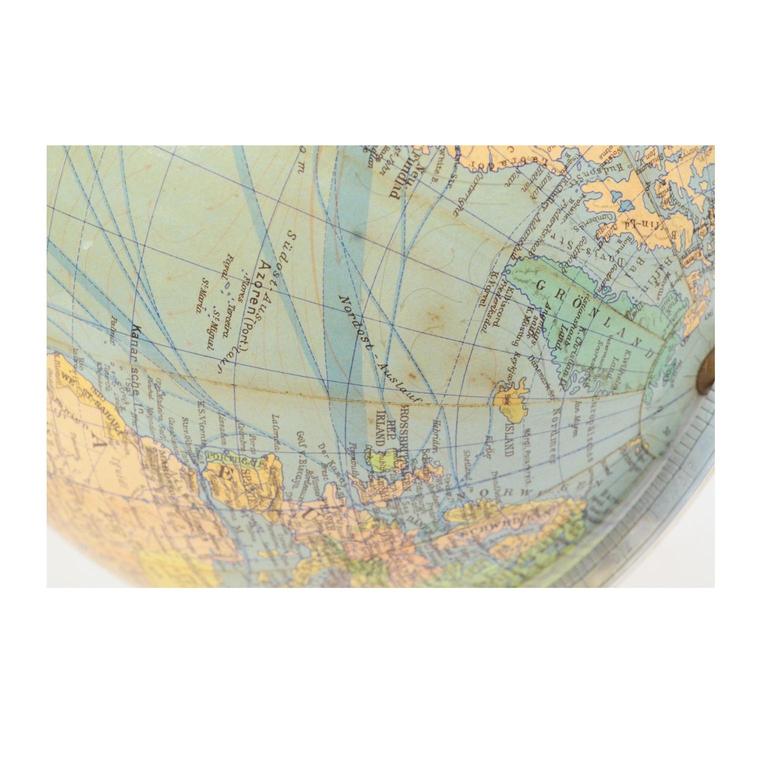 Deutscher Globus Columbus Erdglobus aus den 1940er Jahren Holzsockel 6
