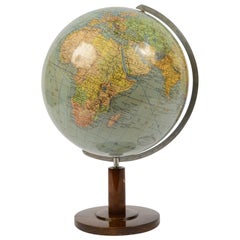 German Globe Columbus Erdglobus Made in the 1940s Wooden Base