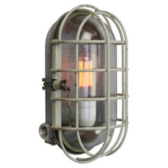 German Gray Vintage Industrial Clear Glass Wall Lamp Sconces