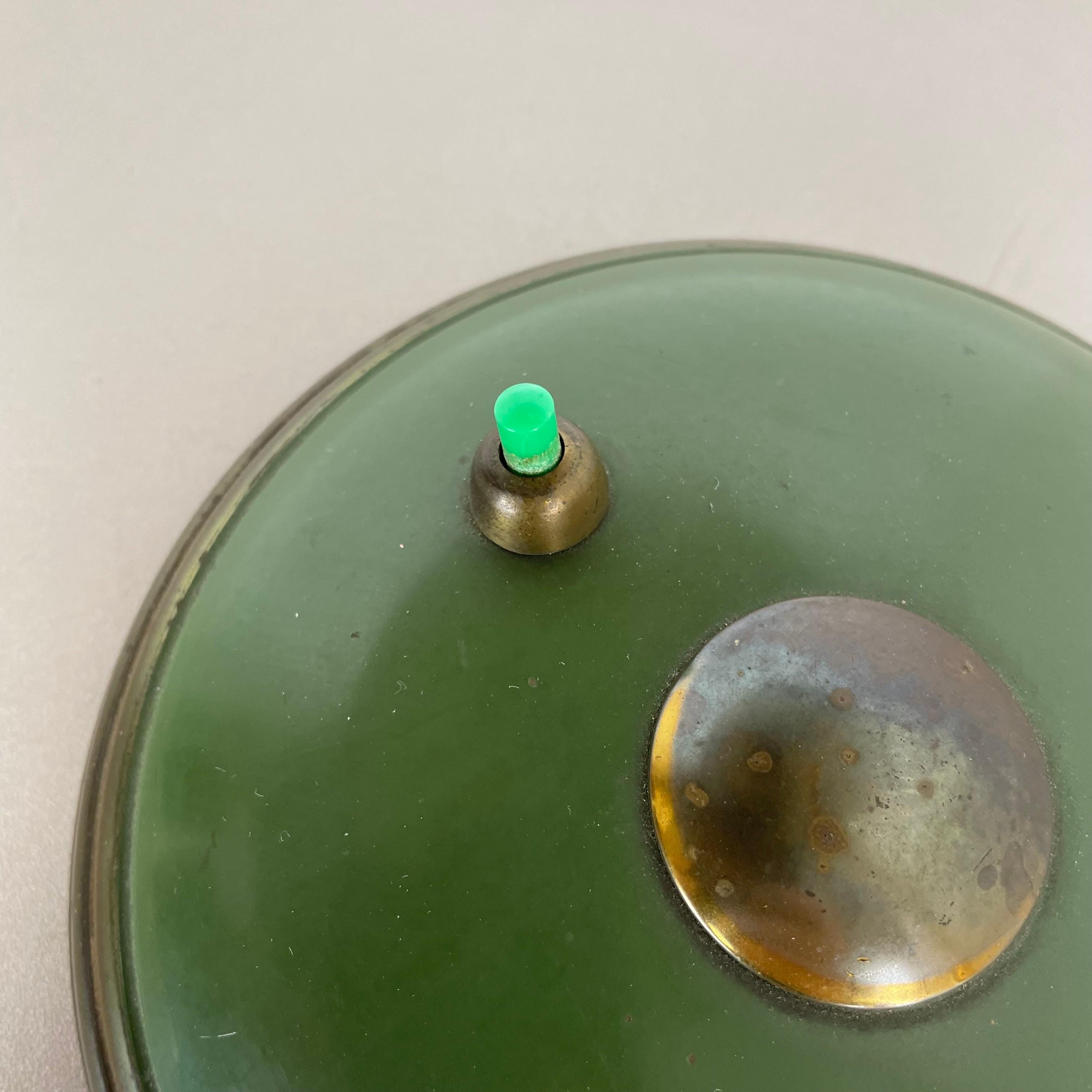 German Green Bauhaus brass and metal Table Light by HELO LIGHTS, Germany, 1950s For Sale 7