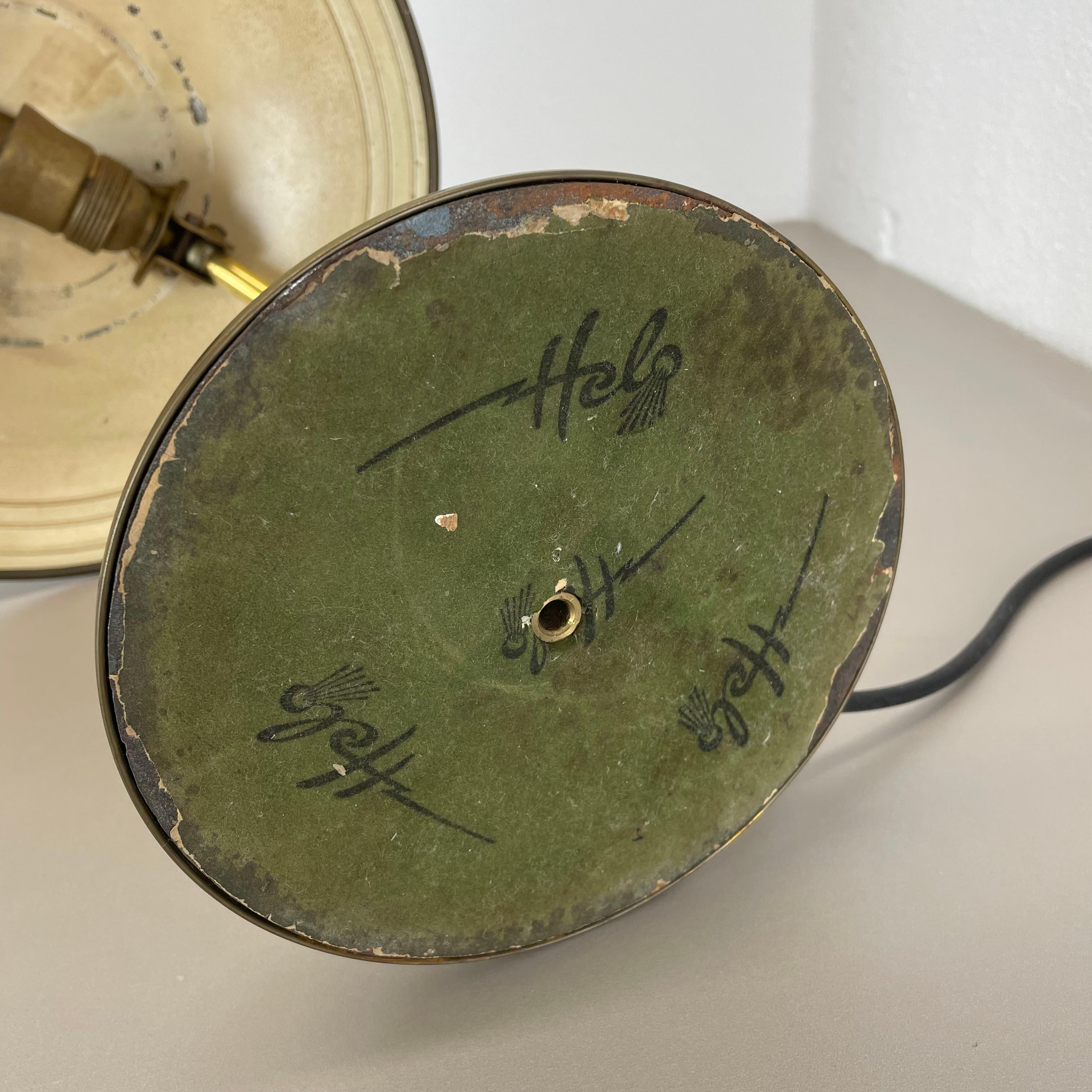 German Green Bauhaus brass and metal Table Light by HELO LIGHTS, Germany, 1950s For Sale 9