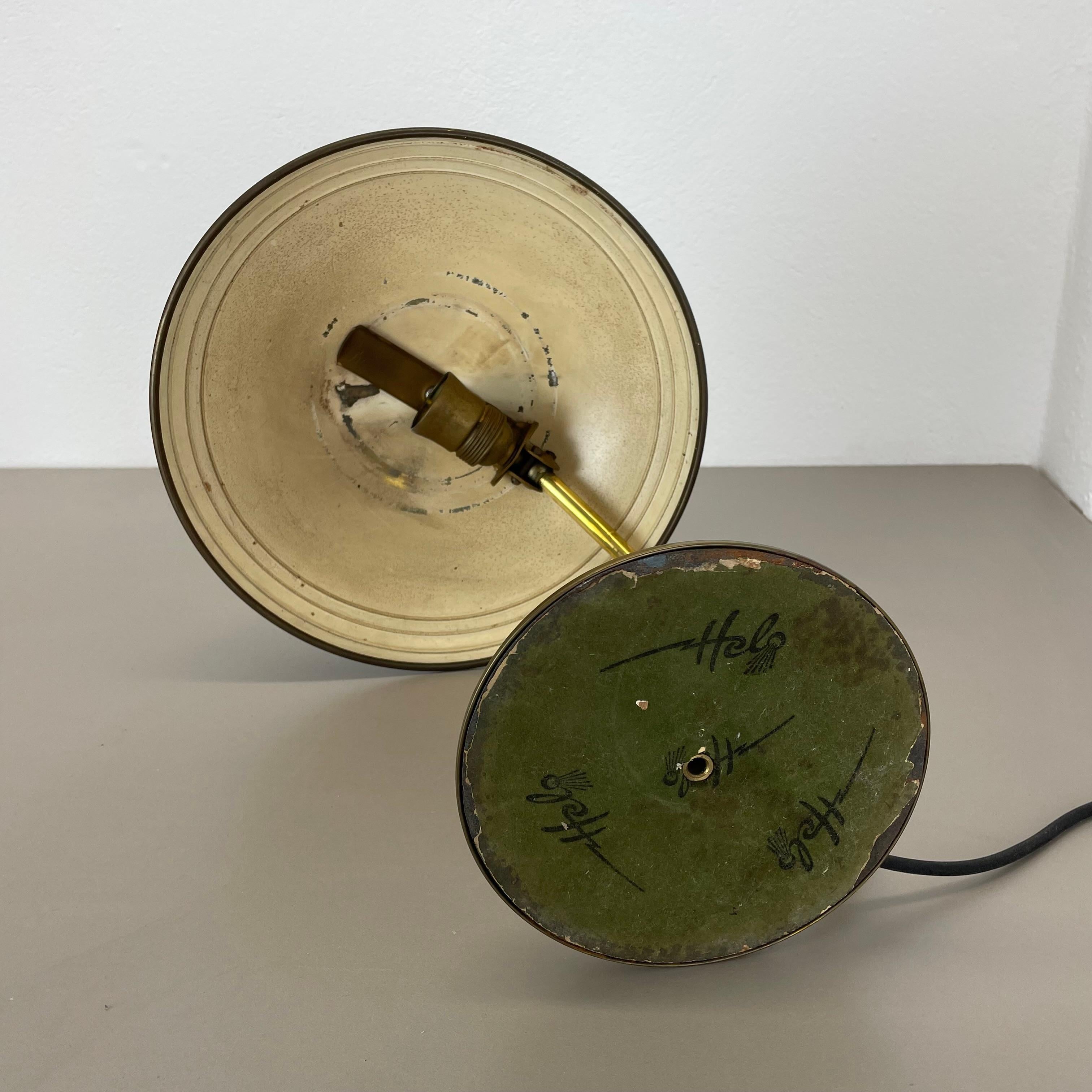 German Green Bauhaus brass and metal Table Light by HELO LIGHTS, Germany, 1950s For Sale 11