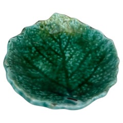 Deutsche grüne Majolika-Butterdose in Blattform von Villeroy & Boch, CIRCA 1890