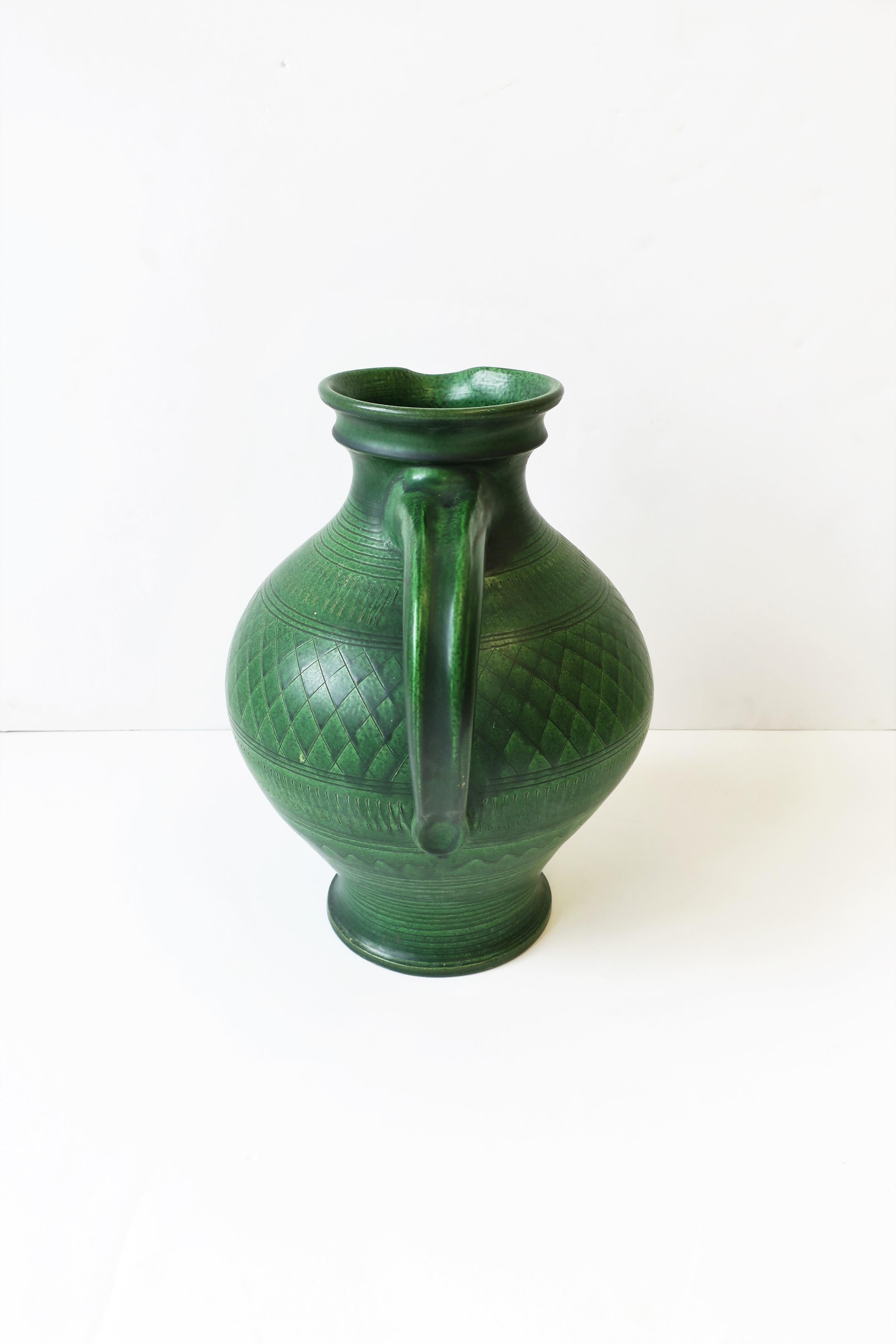 German Green Pottery Pitcher or Vase 1