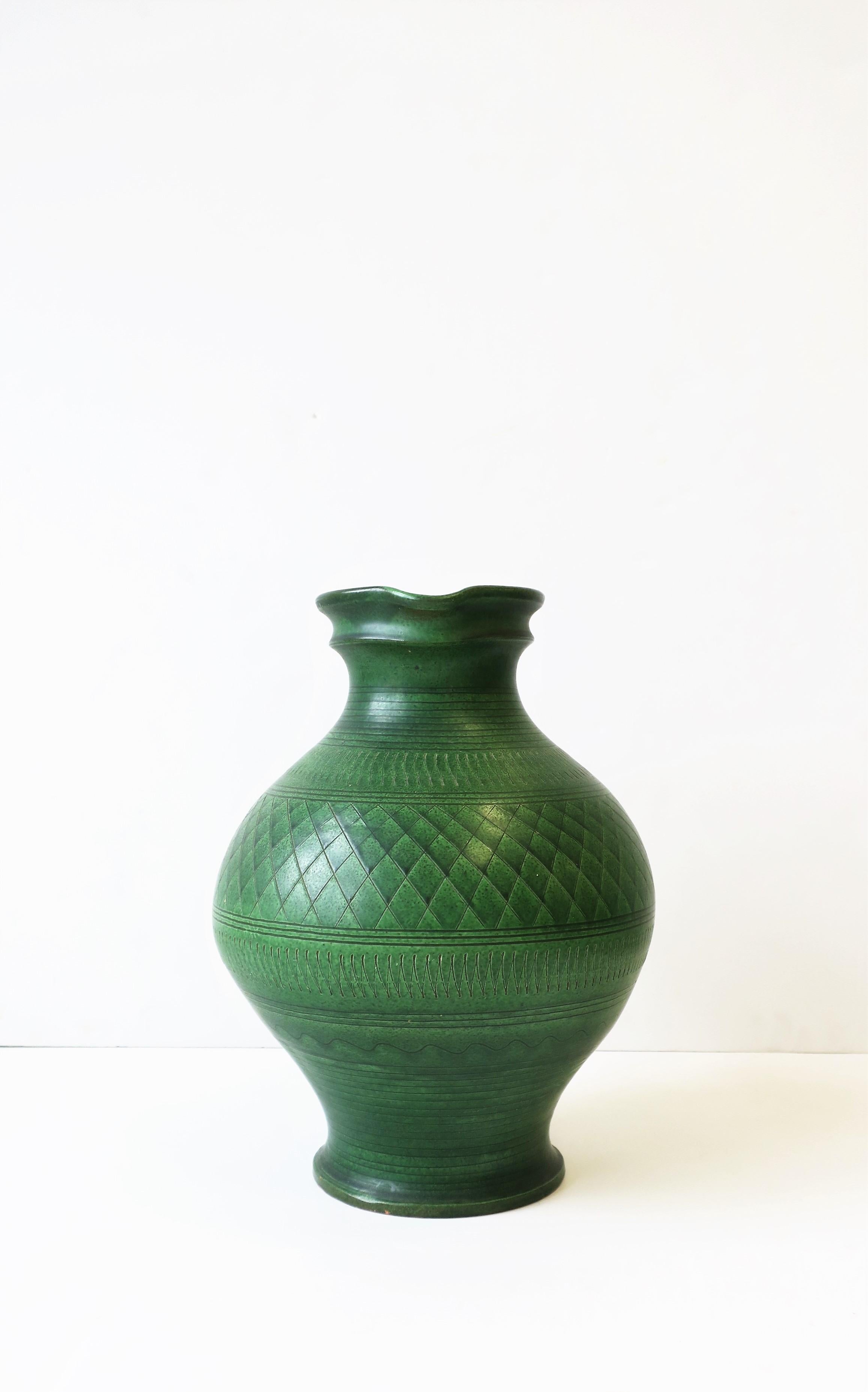 German Green Pottery Pitcher or Vase 2