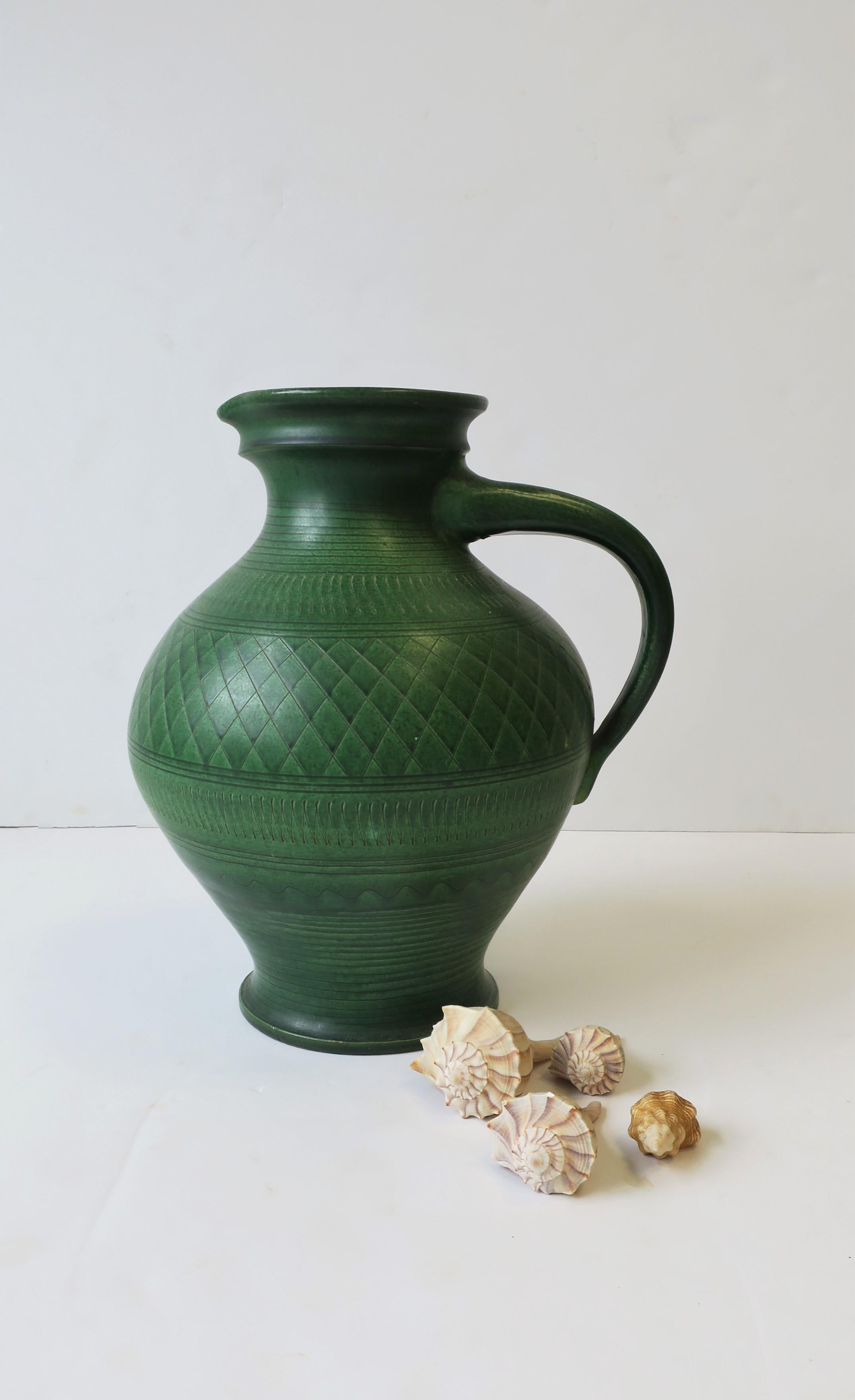 German Green Pottery Pitcher or Vase 3