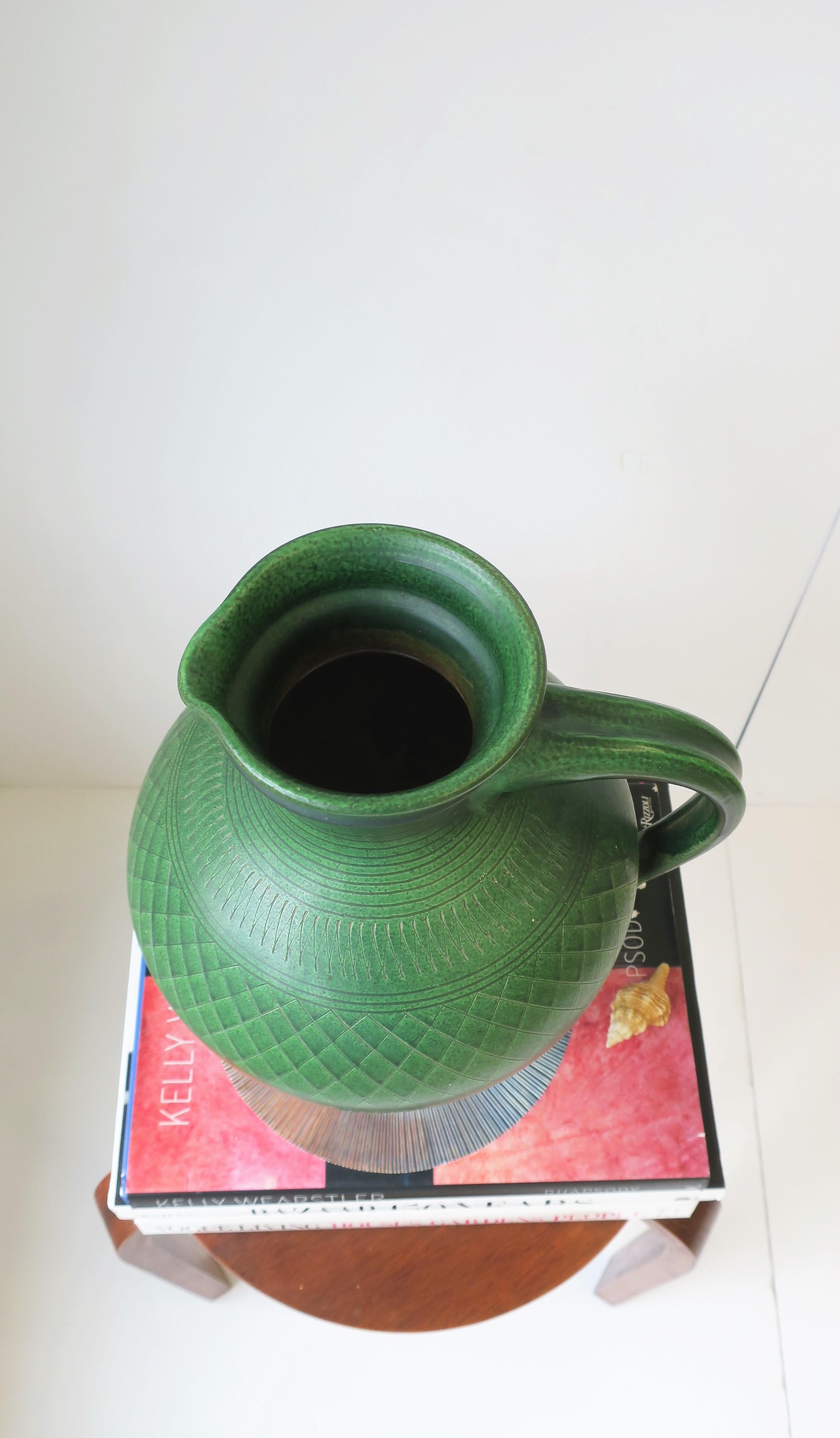 German Green Pottery Pitcher or Vase 4