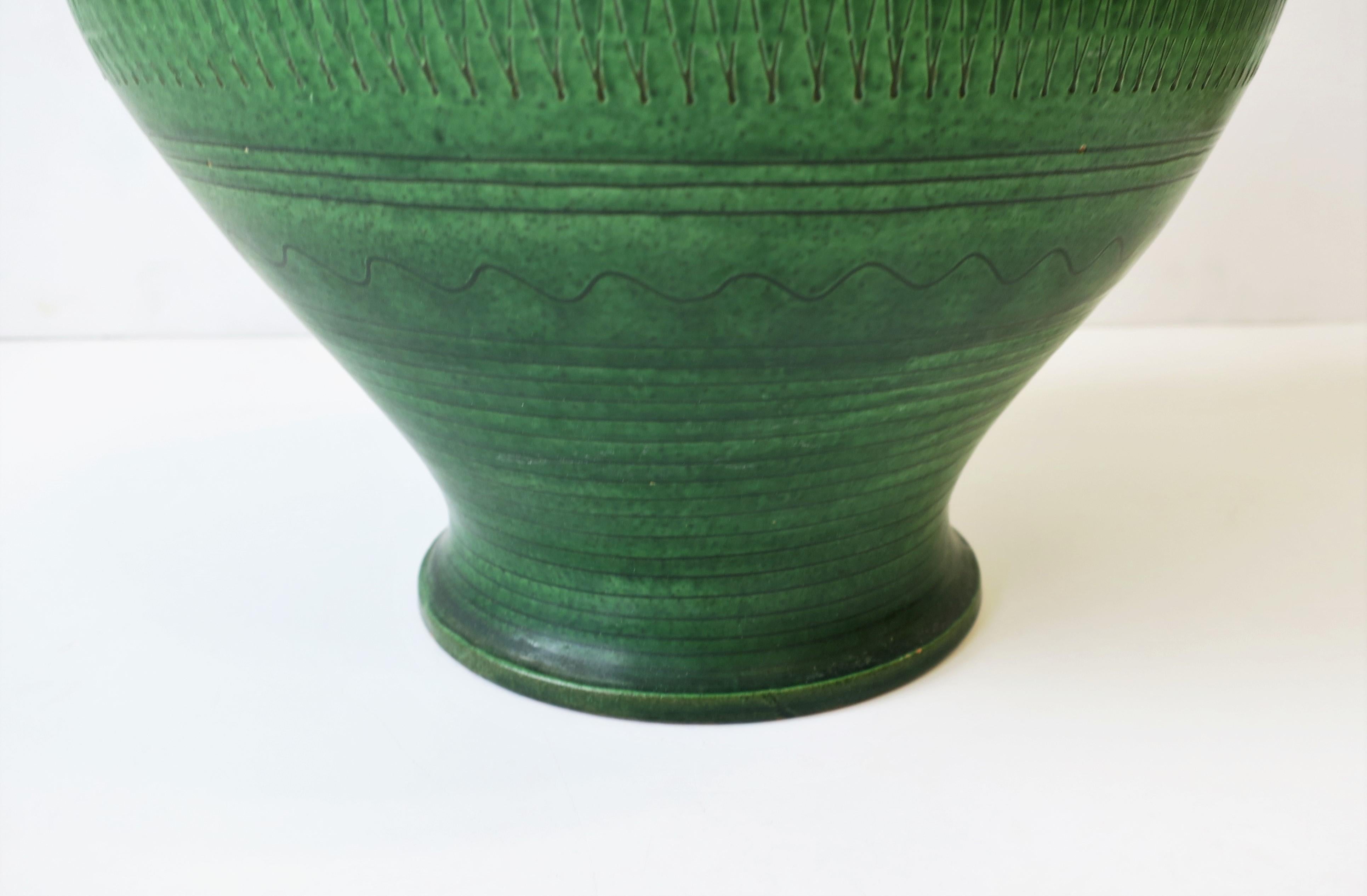German Green Pottery Pitcher or Vase 6