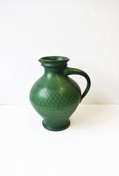 German Green Pottery Pitcher or Vase
