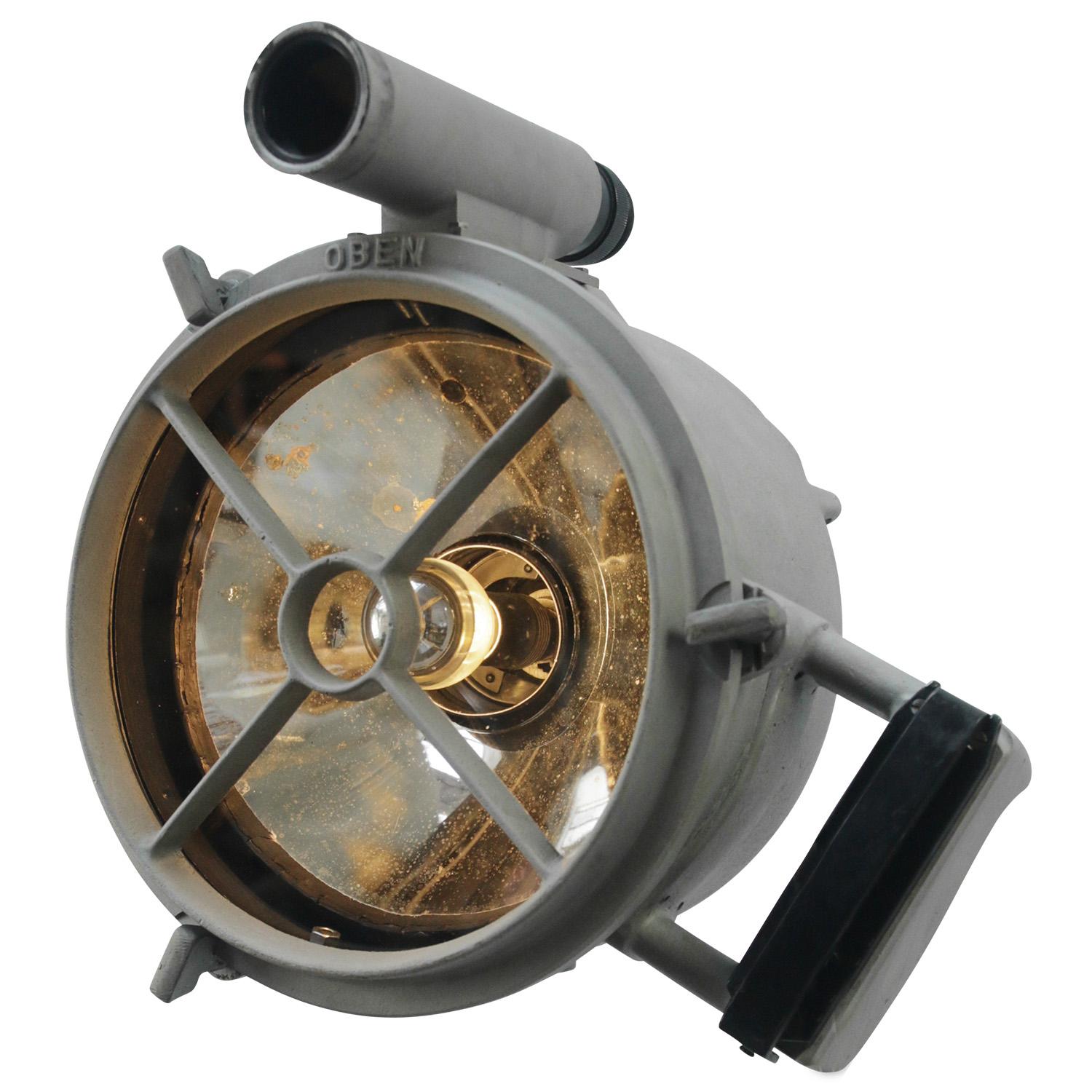 German Grey Cast Aluminium Morse Code Signal Lamp In Good Condition In Amsterdam, NL