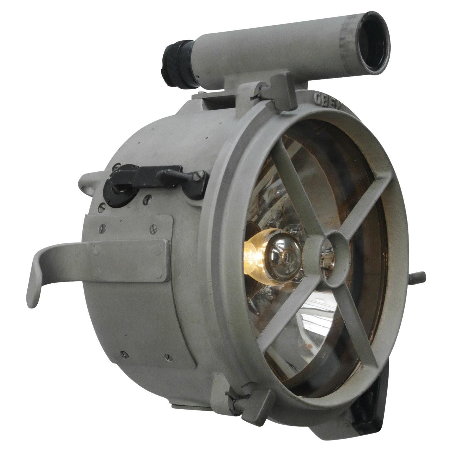 German Grey Cast Aluminium Morse Code Signal Lamp