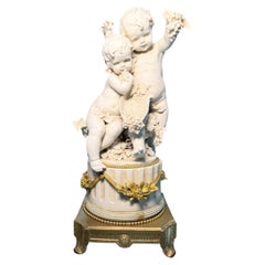German Group Porcelain Of A Pair of Grapes Harvest Cherubs
