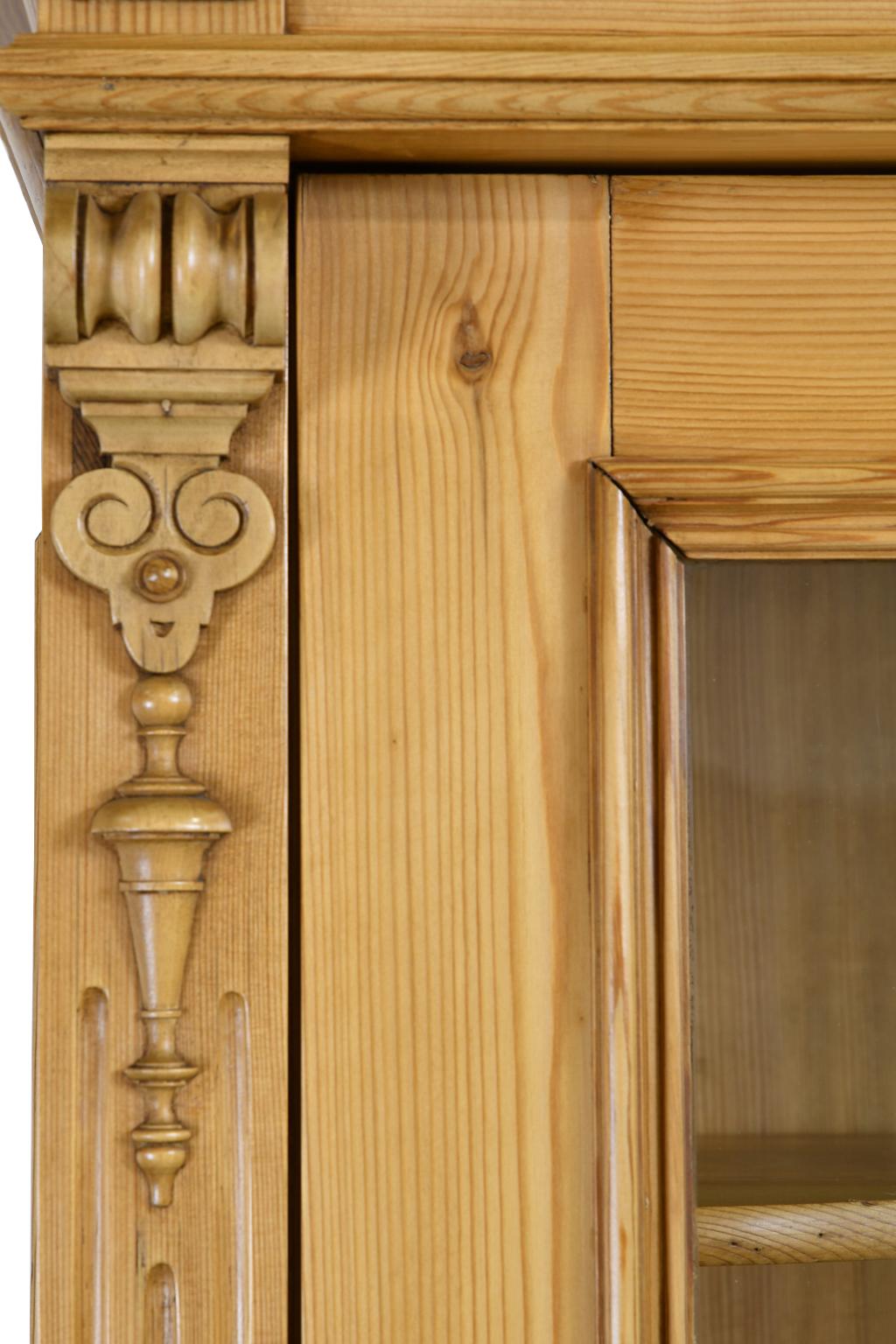 German Grunderzeit Glass Cupboard/ Bookcase in Pine, circa 1880 4