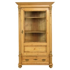 German Grunderzeit Glass Cupboard/ Bookcase in Pine, circa 1880