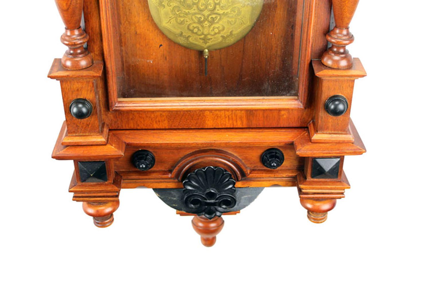 Horloge murale régulatrice allemande Gustav Becker 3 poids Grand Sonnerie Vienna en vente 5