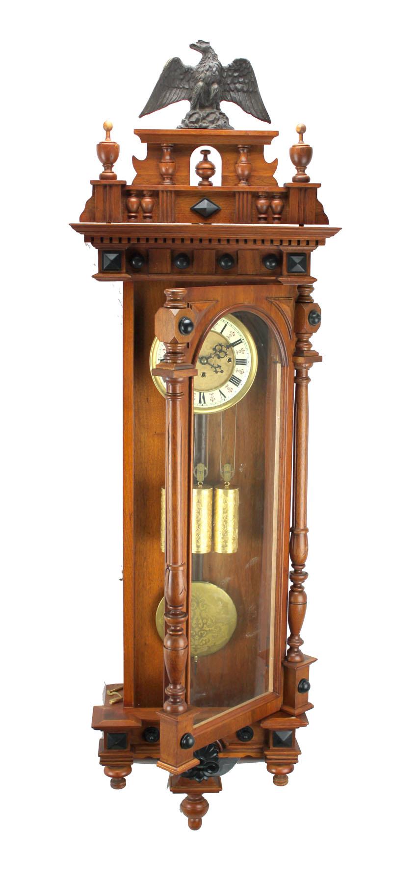 Horloge murale régulatrice allemande Gustav Becker 3 poids Grand Sonnerie Vienna en vente 7