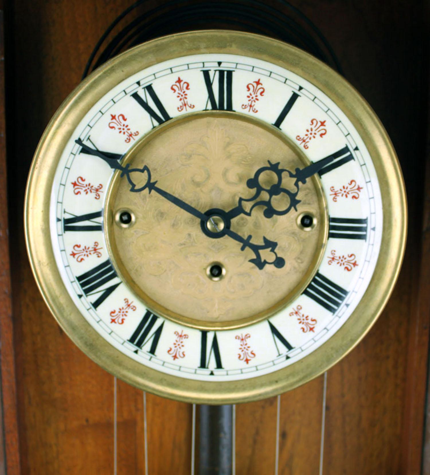 Horloge murale régulatrice allemande Gustav Becker 3 poids Grand Sonnerie Vienna en vente 8