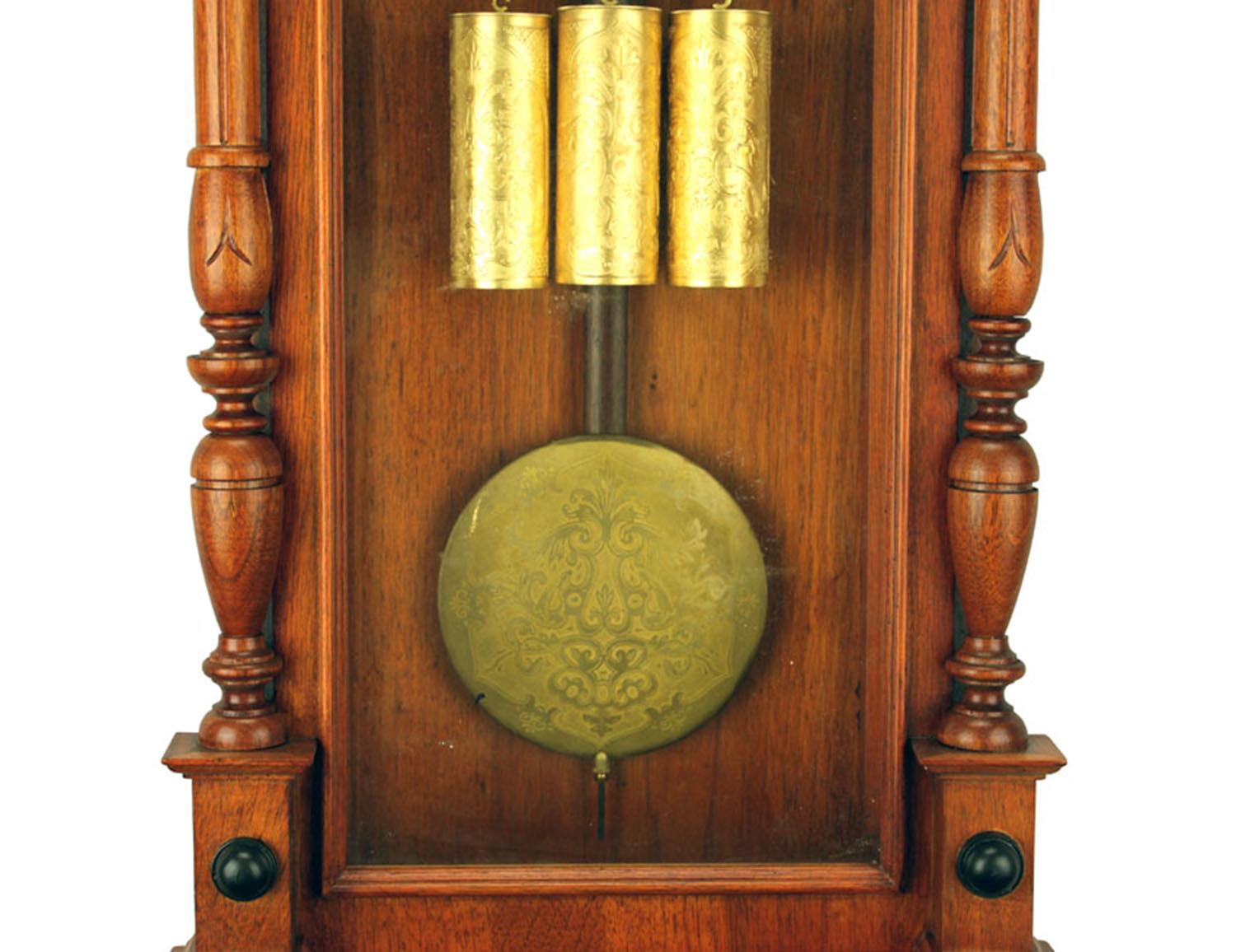 Horloge murale régulatrice allemande Gustav Becker 3 poids Grand Sonnerie Vienna en vente 2