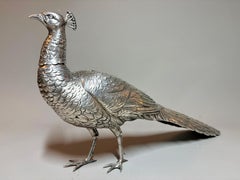 German Hanau Silver Figural Pheasant with Articulated Wings, circa 1900