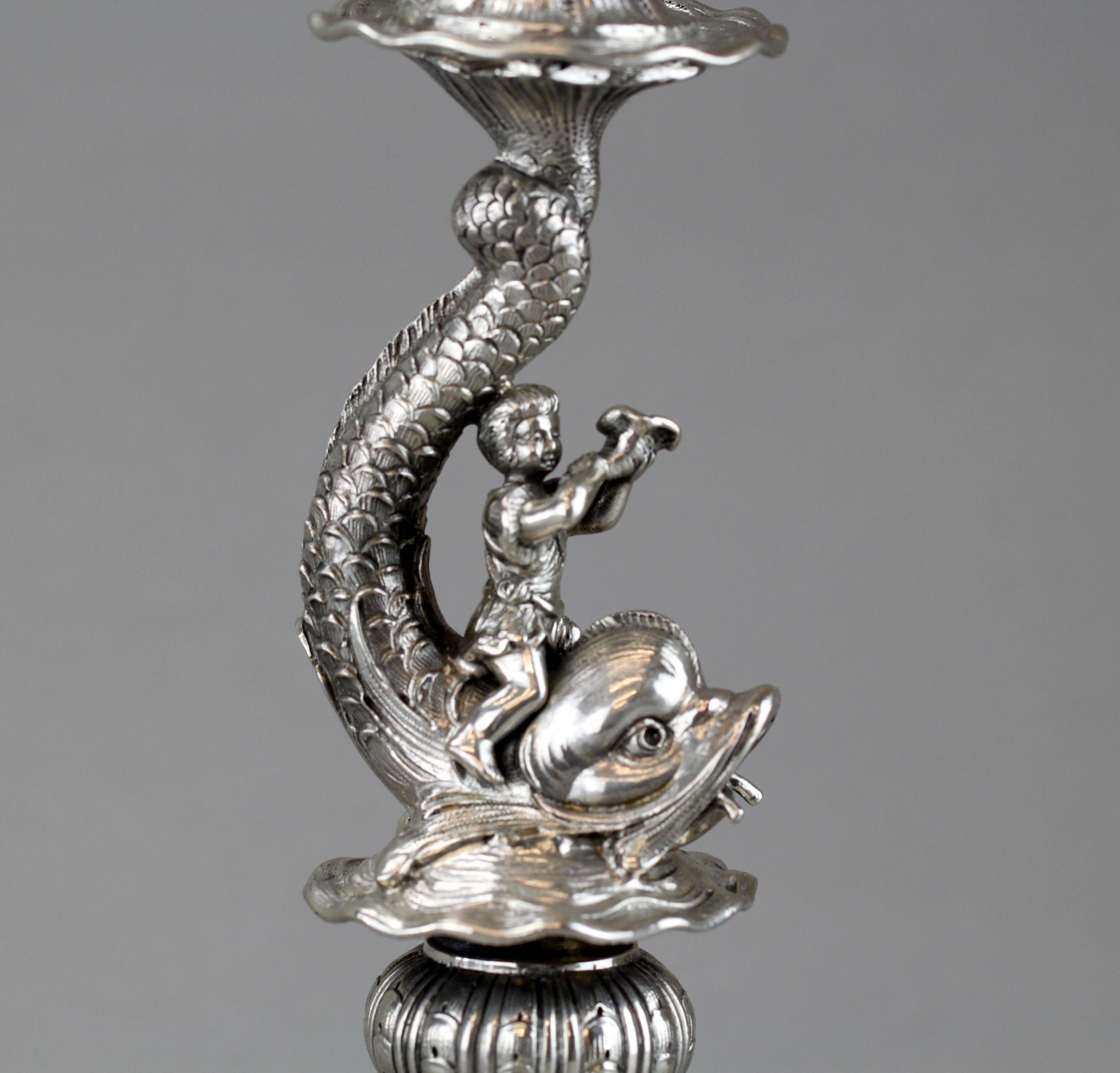 German Hanau Silver Pair of Candlesticks, Georg Roth & Co, 19th Century 7