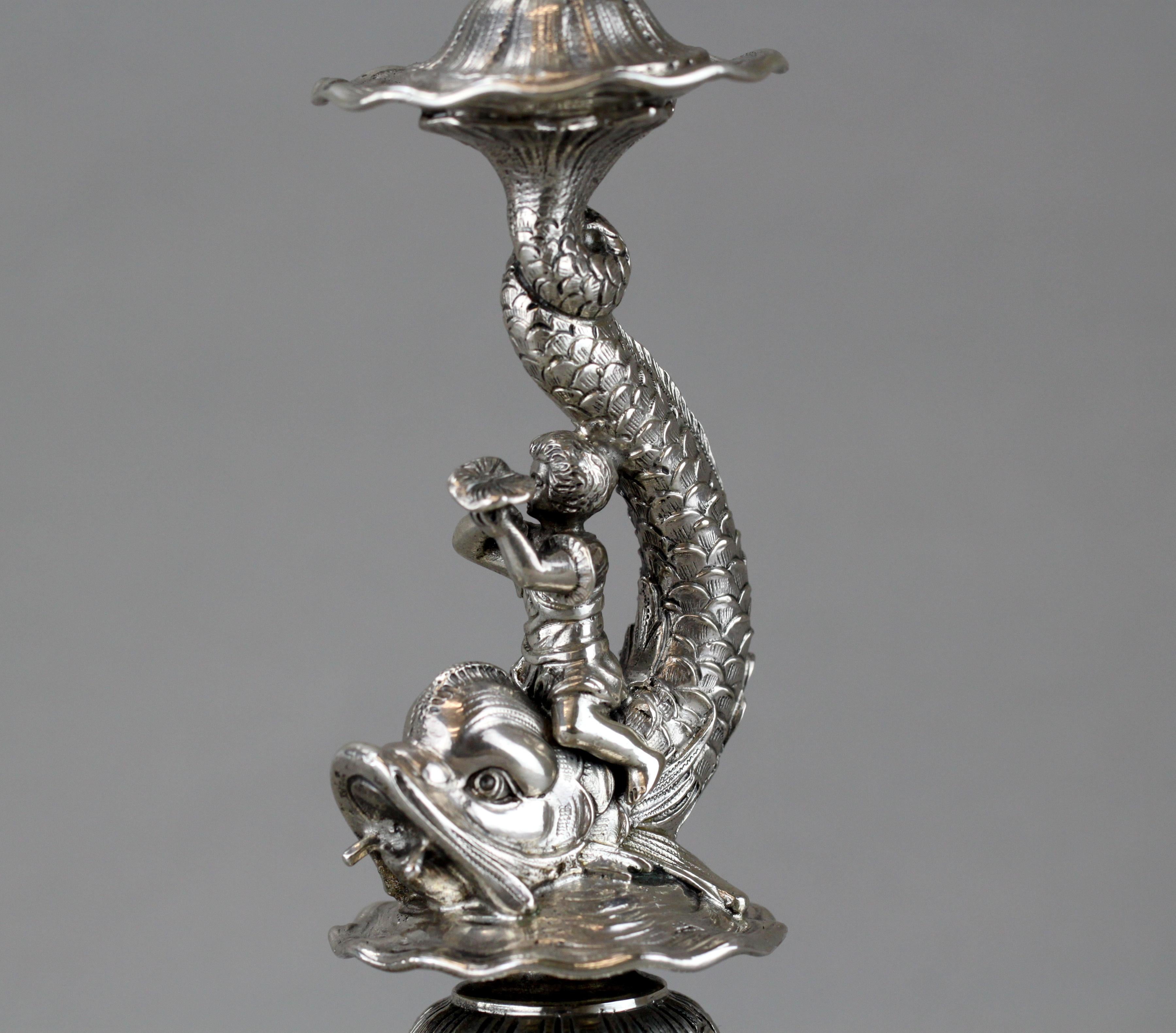 German Hanau Silver Pair of Candlesticks, Georg Roth & Co, 19th Century 8