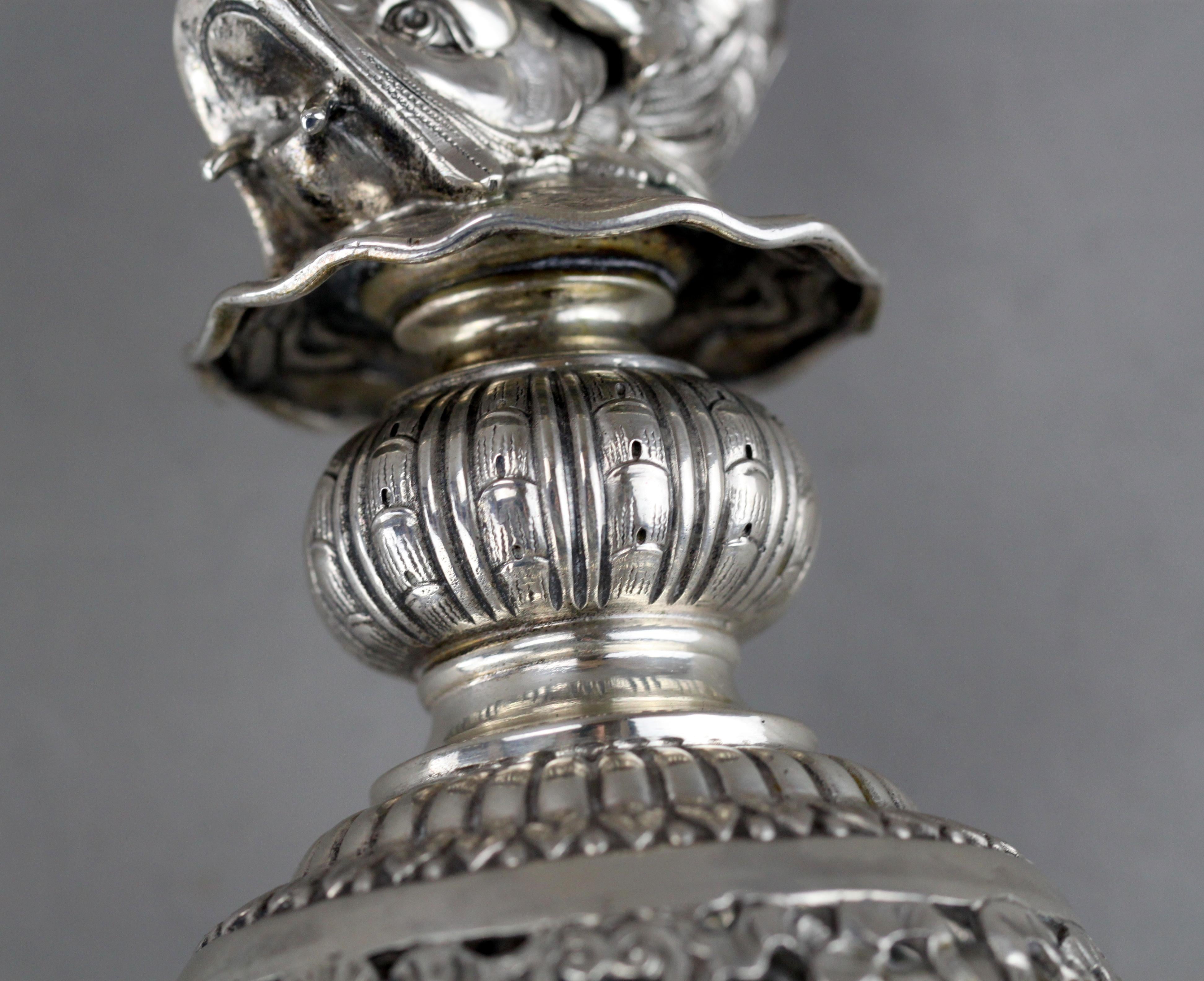 German Hanau Silver Pair of Candlesticks, Georg Roth & Co, 19th Century 13