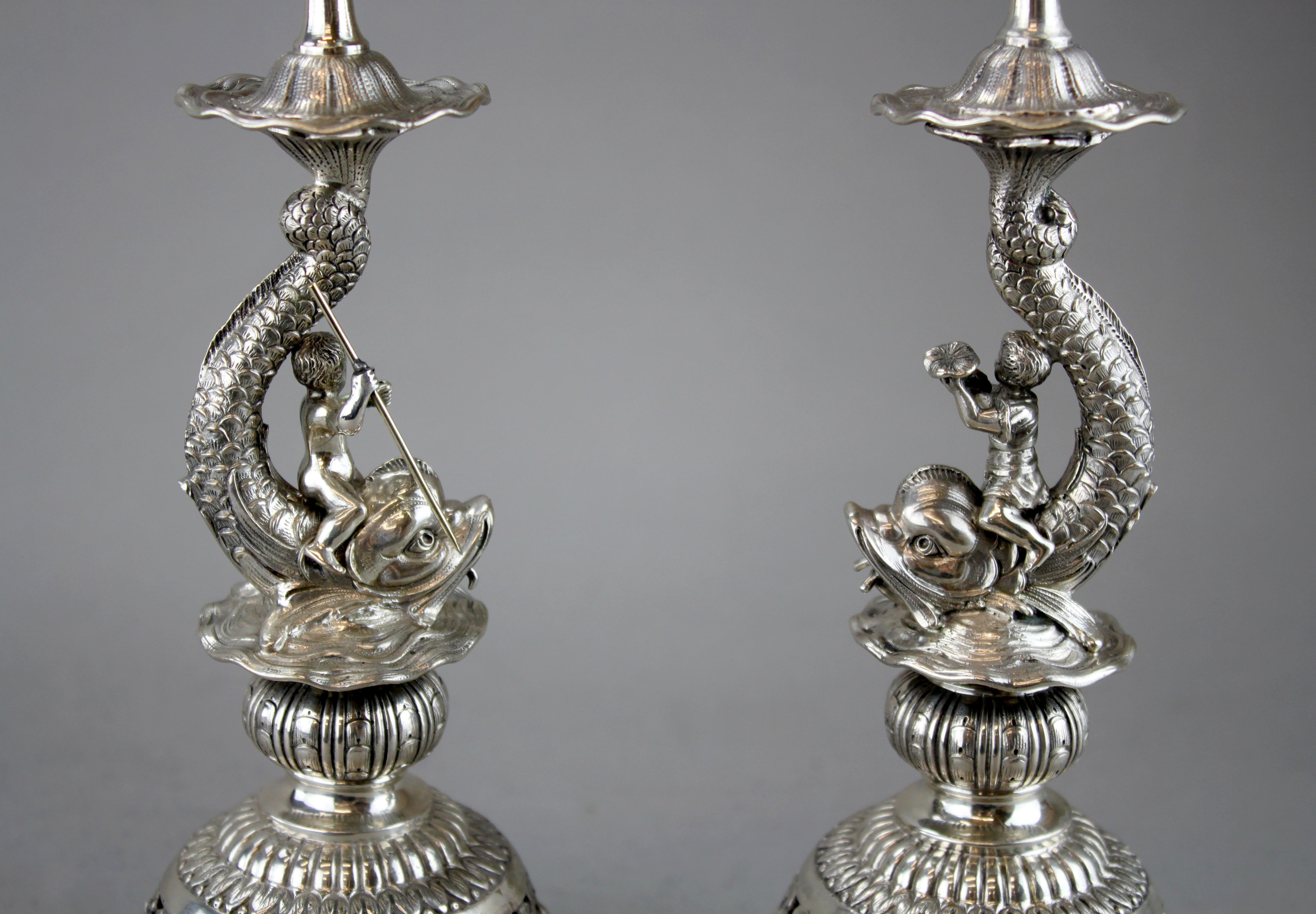 Women's or Men's German Hanau Silver Pair of Candlesticks, Georg Roth & Co, 19th Century