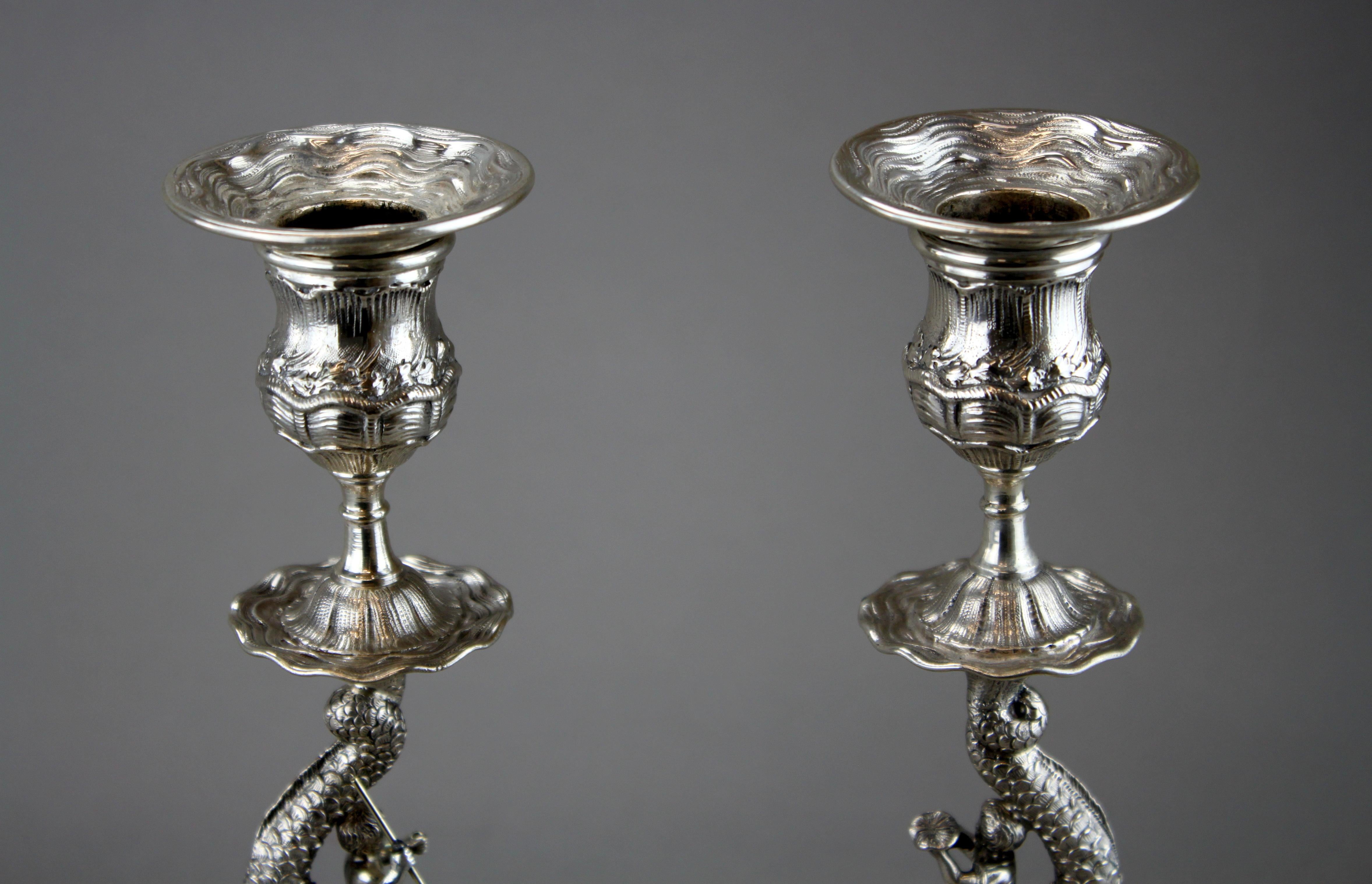 German Hanau Silver Pair of Candlesticks, Georg Roth & Co, 19th Century 1