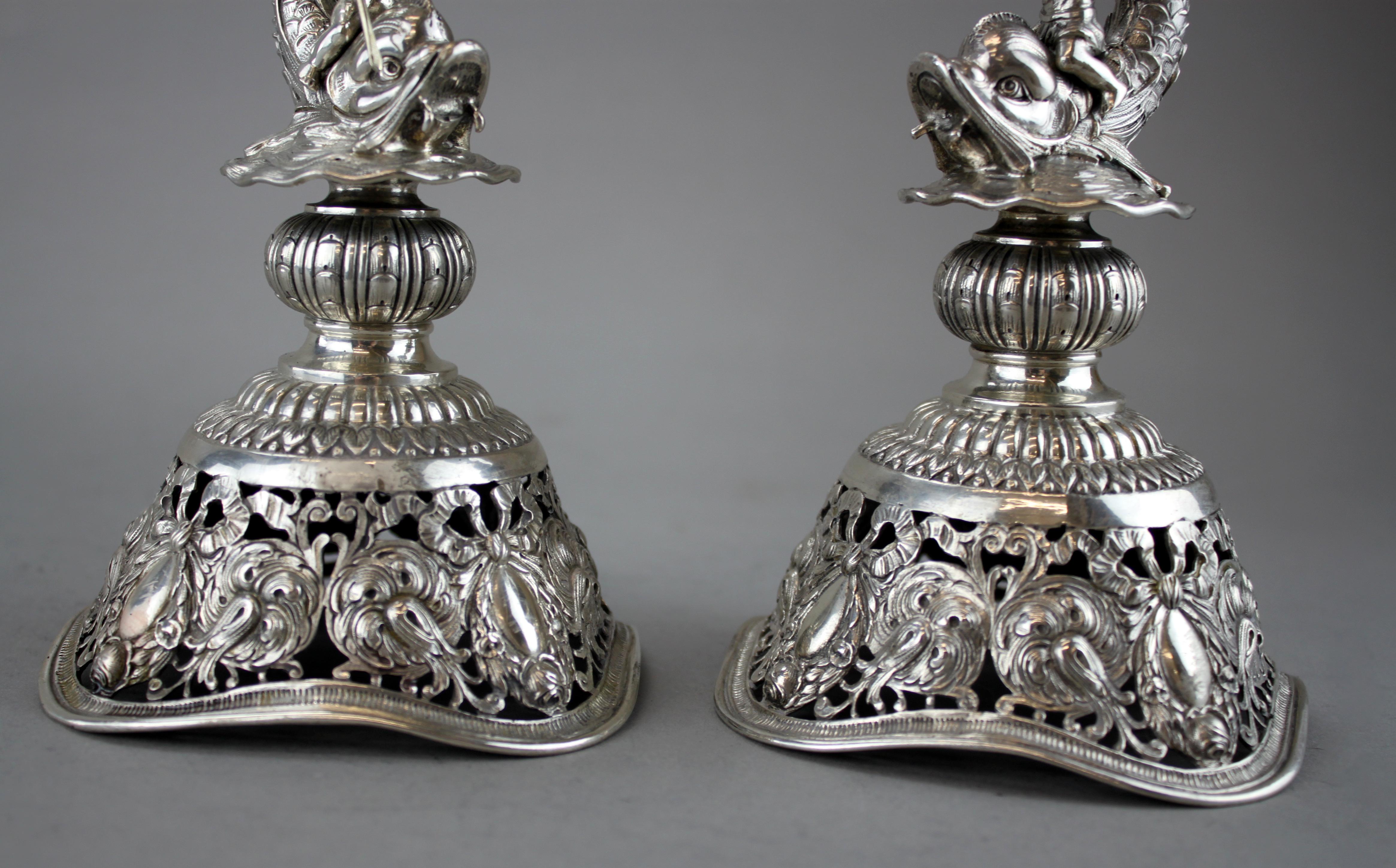German Hanau Silver Pair of Candlesticks, Georg Roth & Co, 19th Century 2