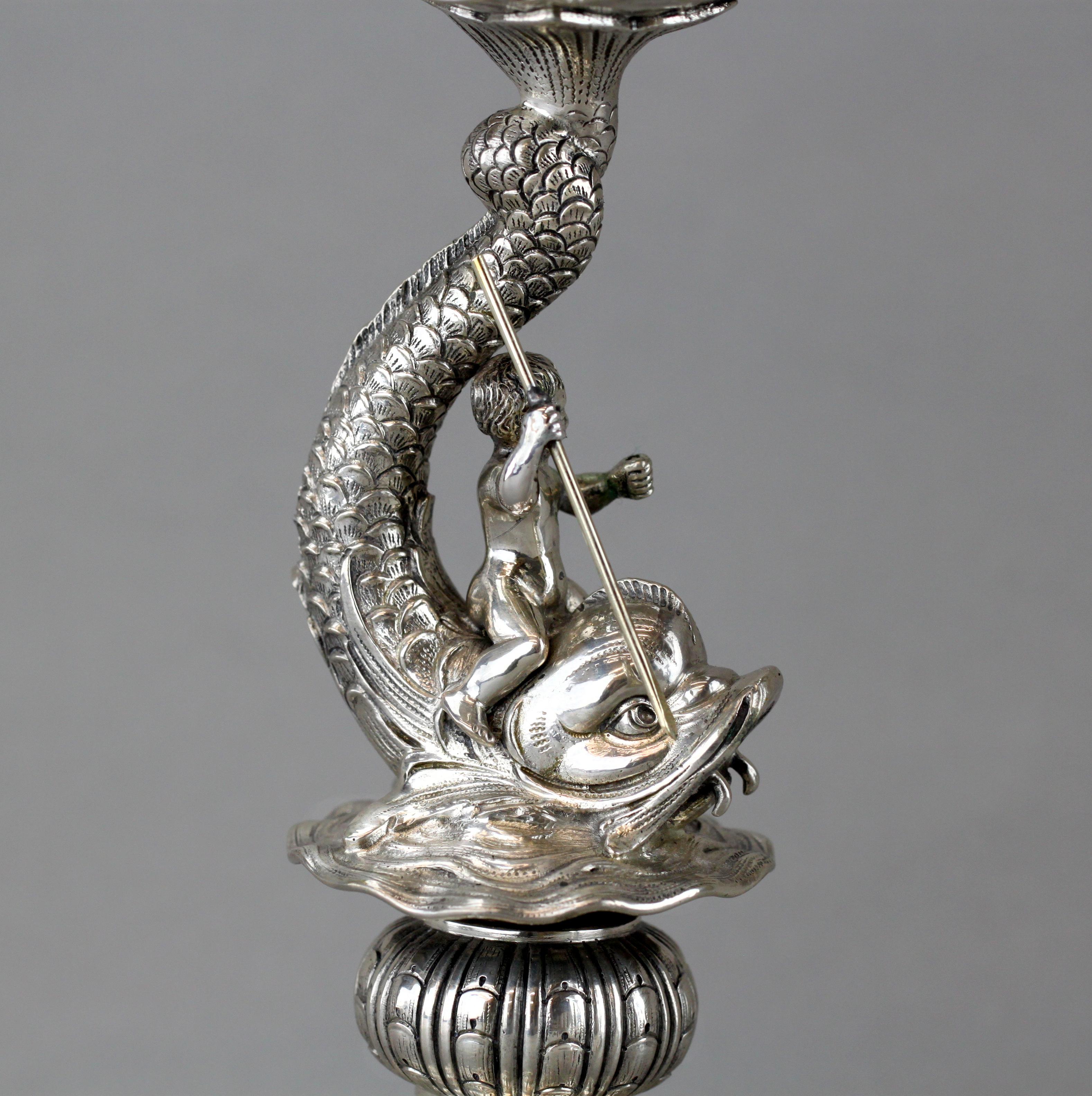 German Hanau Silver Pair of Candlesticks, Georg Roth & Co, 19th Century 4