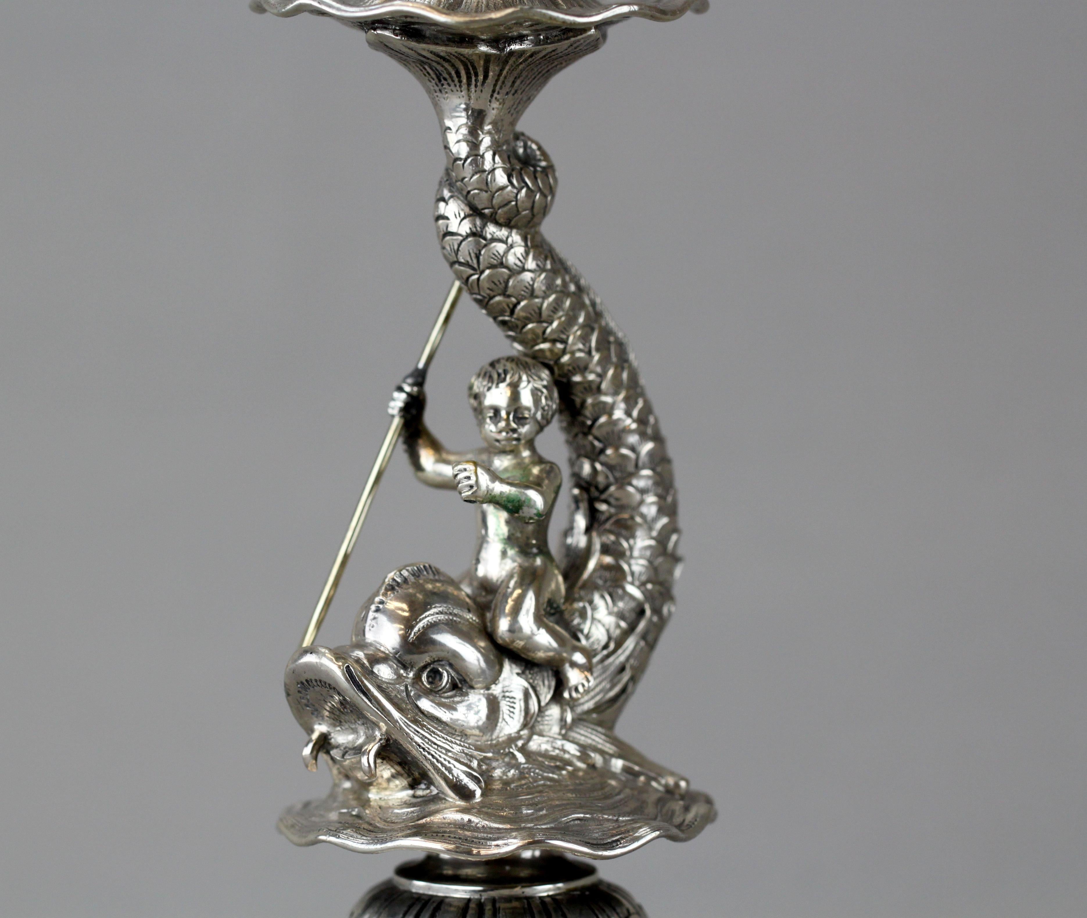 German Hanau Silver Pair of Candlesticks, Georg Roth & Co, 19th Century 5