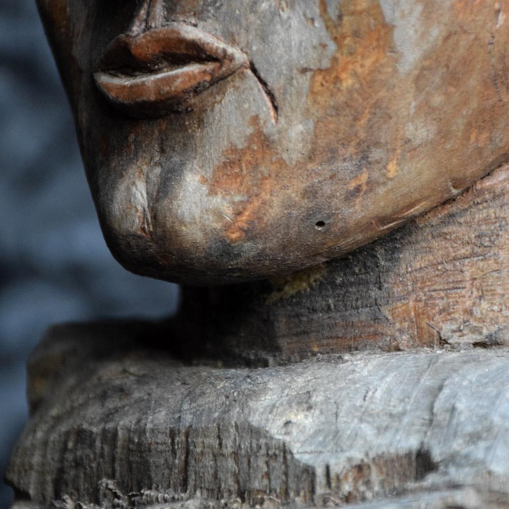 German Hand Carved Naïve Folk-Art Tree Trunk Bust, circa 1920 3