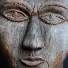 German Hand Carved Naïve Folk-Art Tree Trunk Bust, circa 1920