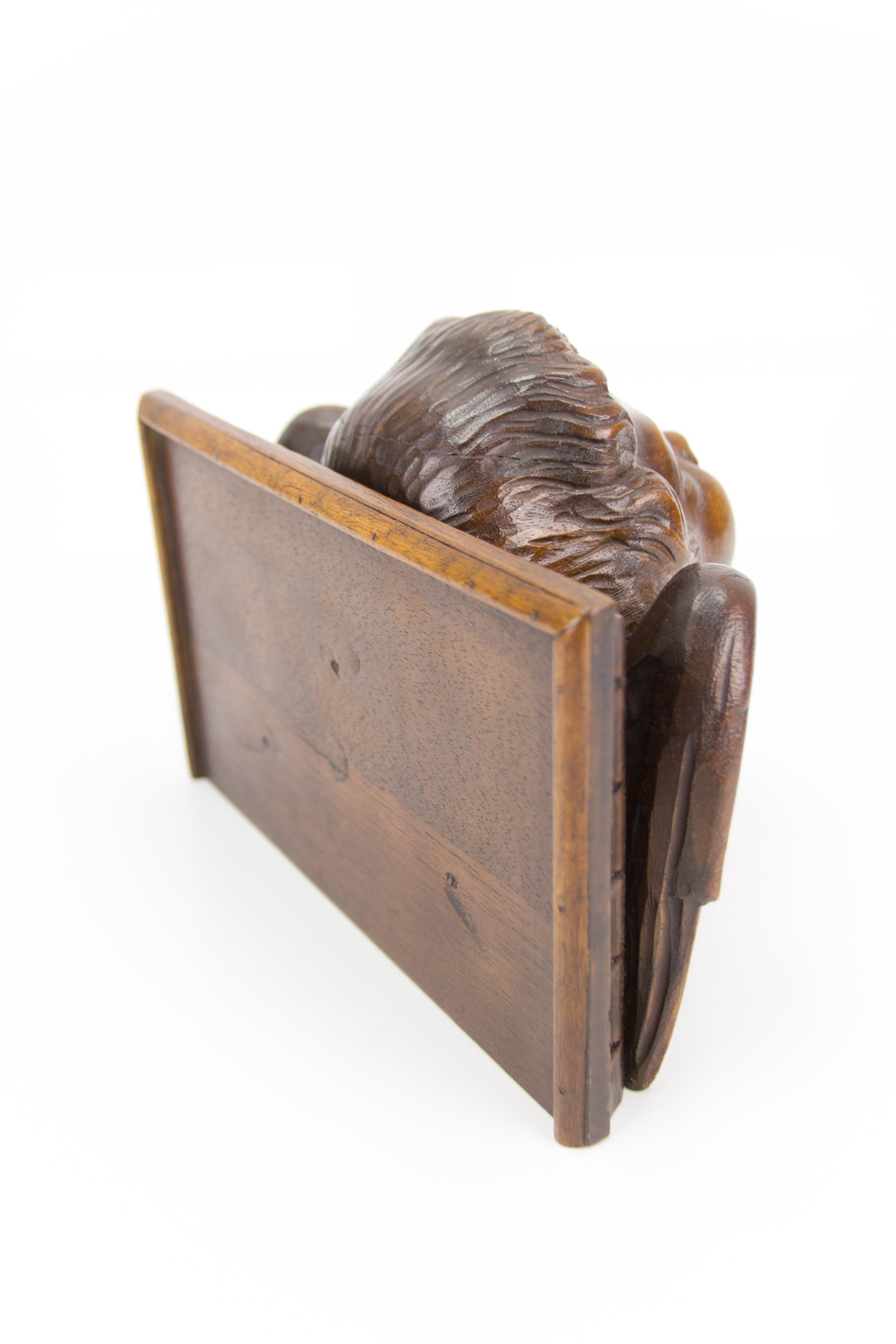 German Hand Carved Oak Wood Winged Angel Head Wall Console or Bracket Shelf 9