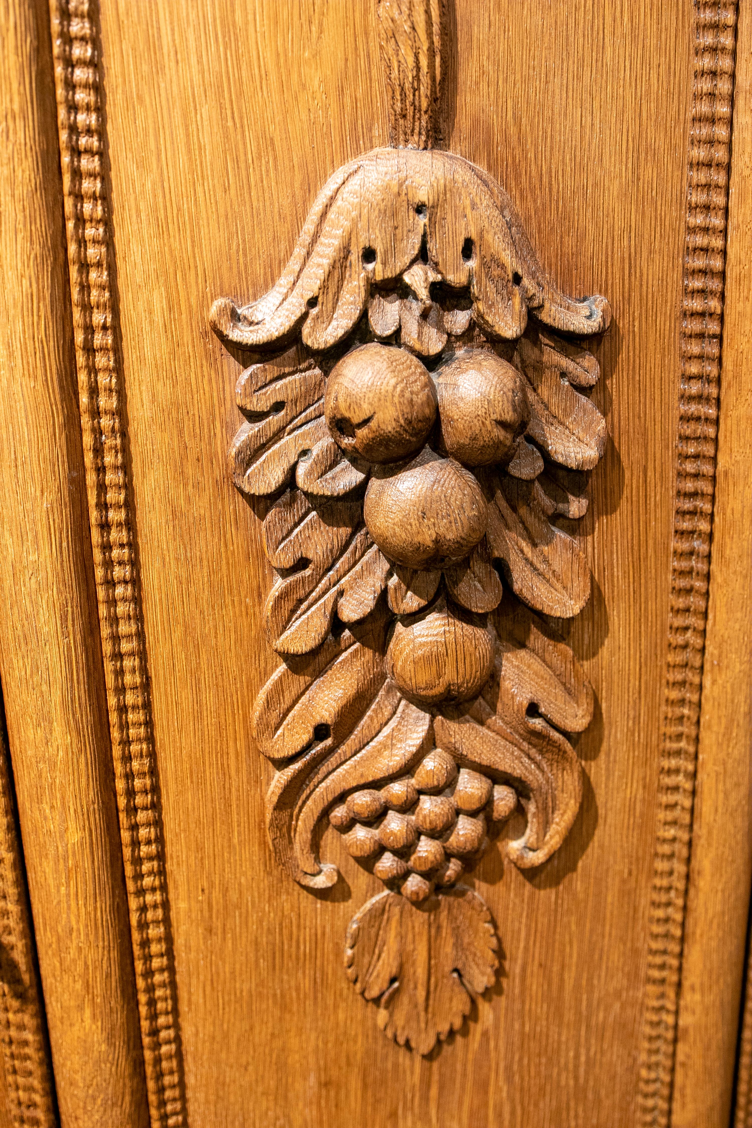 German Hand Carved Wooden Cupboard with Fruit and Angel Scenes 11