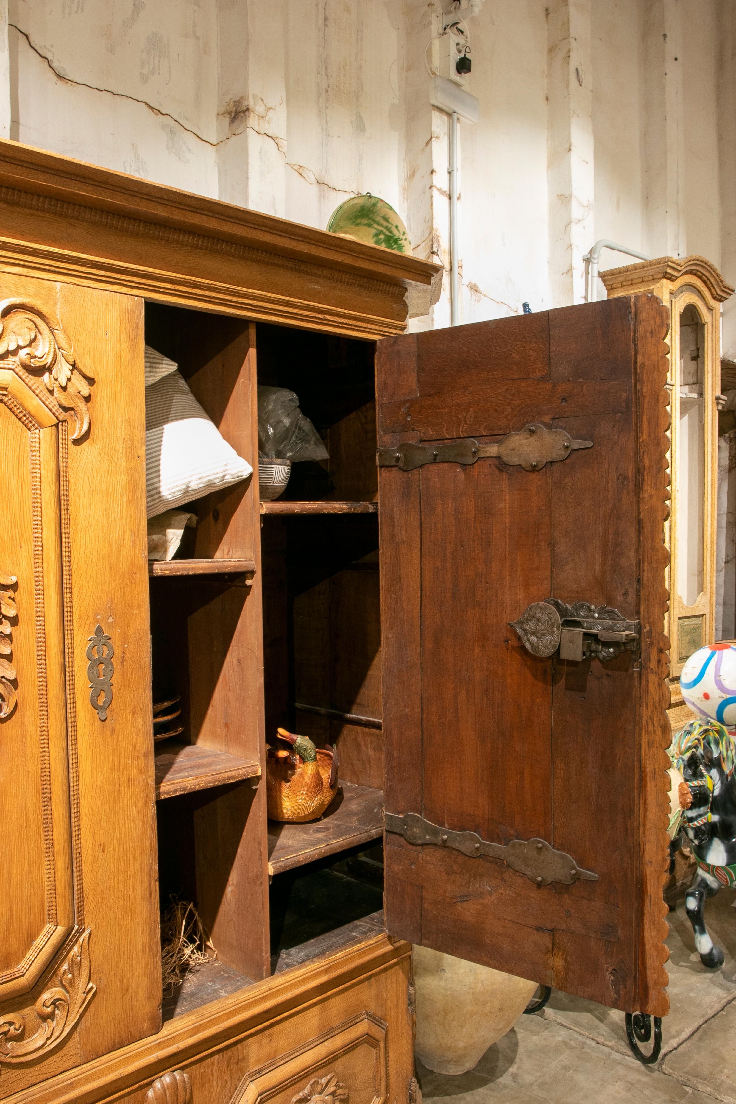 German Hand Carved Wooden Cupboard with Fruit and Angel Scenes 2