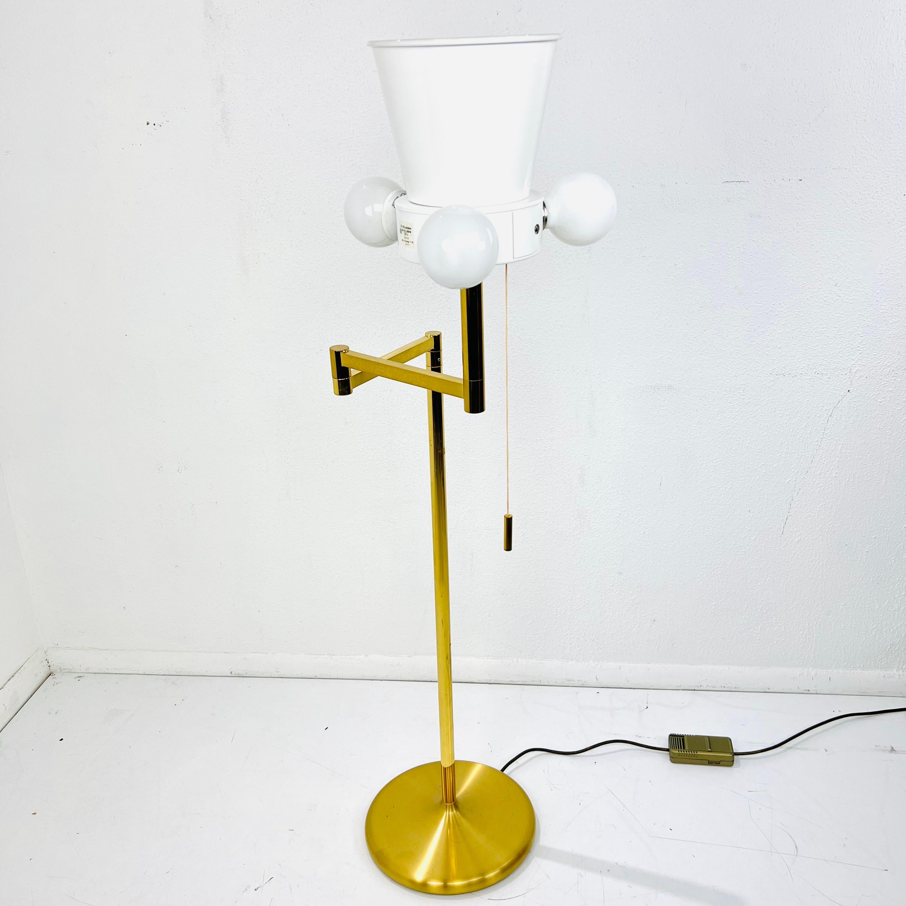 German Hand Cast Brass Swing Arm Floor Lamp 5